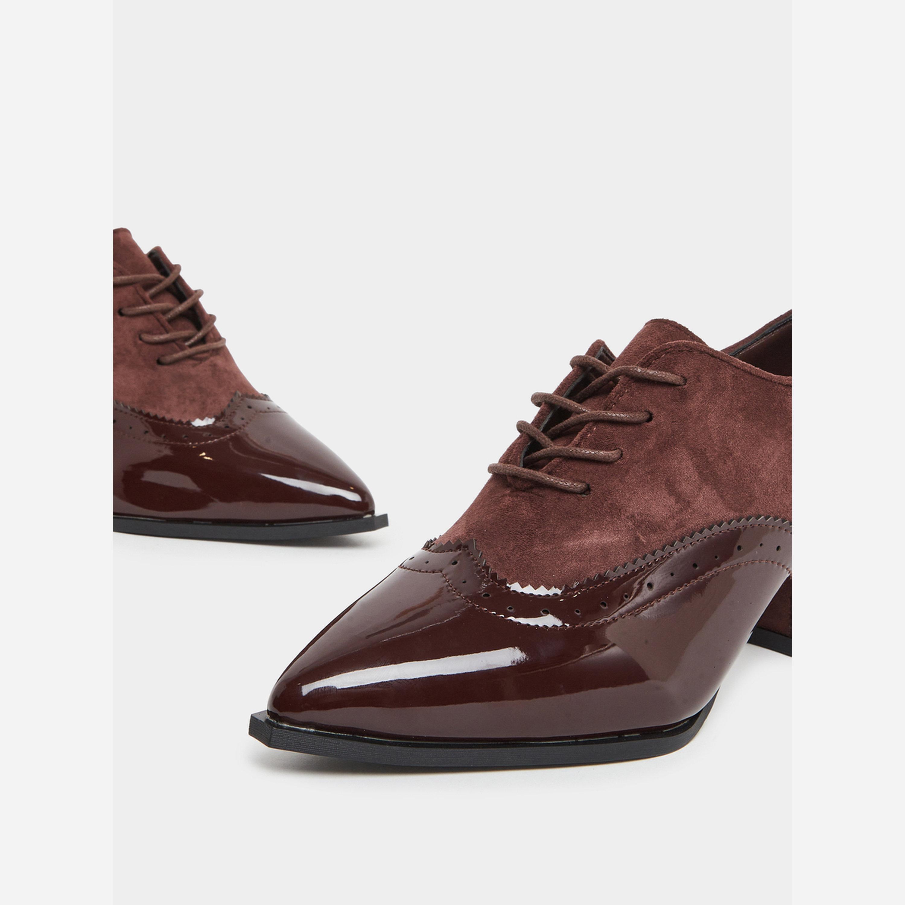 Take Two Women Burgundy Lace Up Oxford Shoes-women-shoes-sandals-heeled-image-3