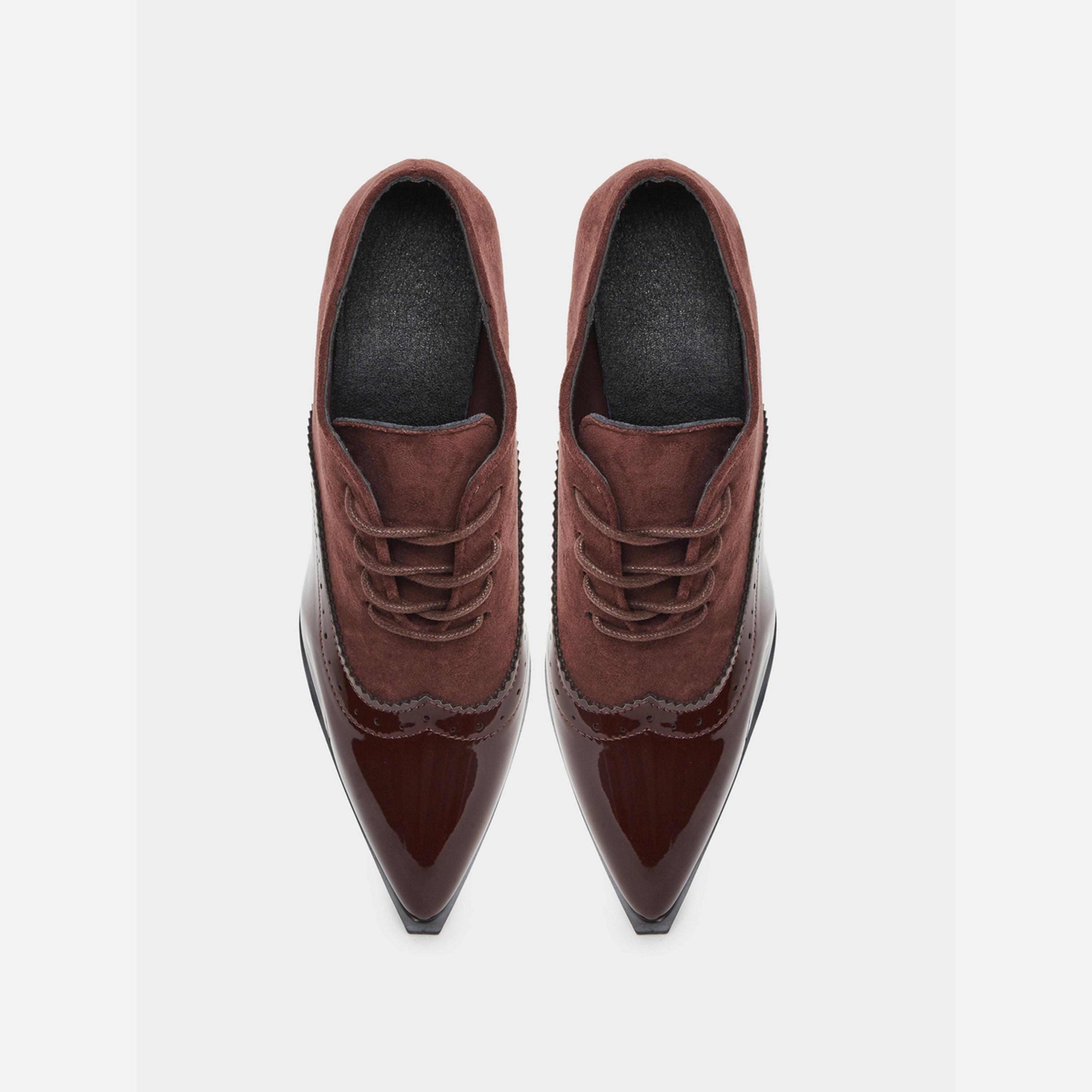 Take Two Women Burgundy Lace Up Oxford Shoes-women-shoes-sandals-heeled-image-5