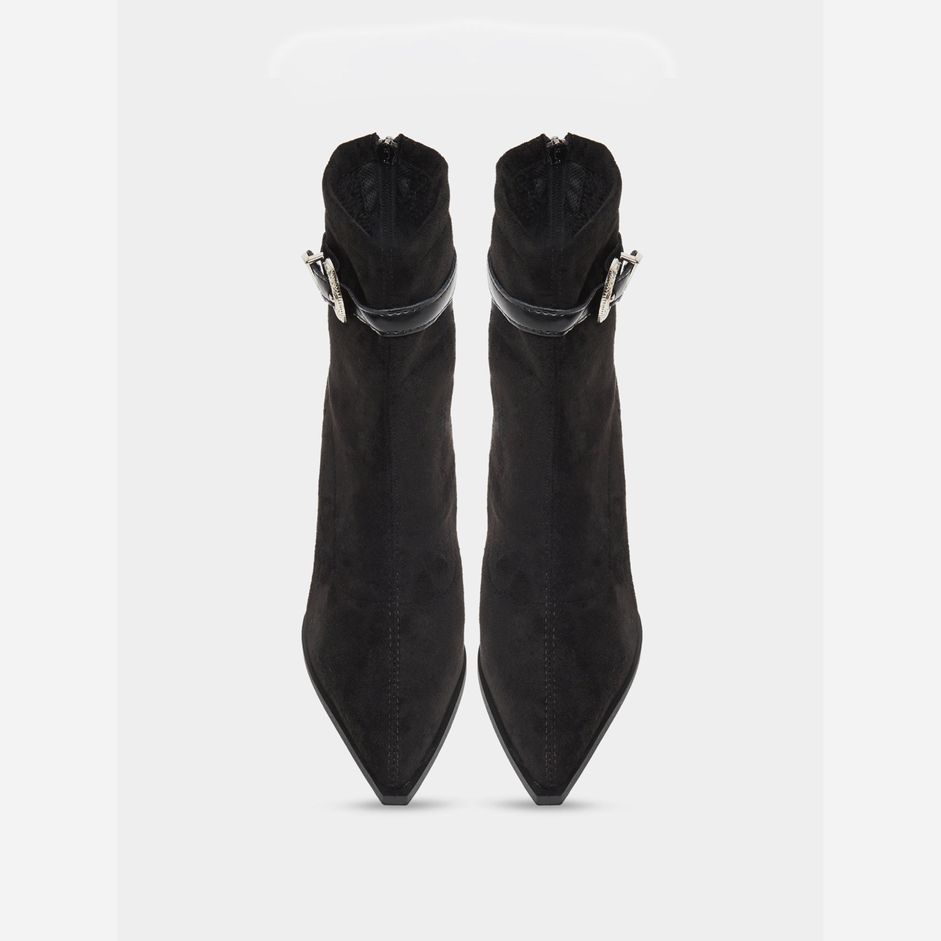 Take Two Women Black Suede Buckle Detail Ankle Boots-women-shoes-boots-image-5