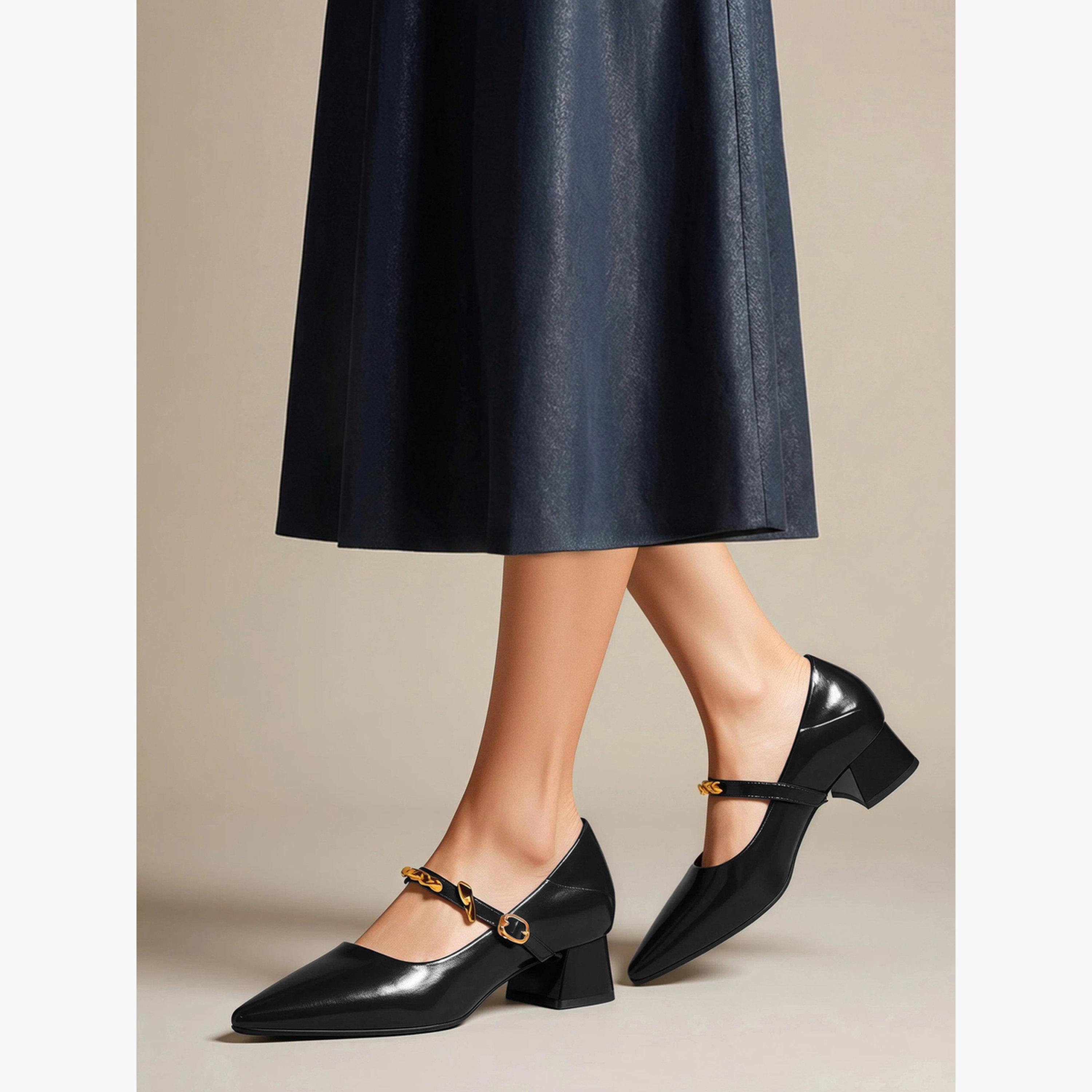 Take Two Women Embellished Buckle Patent Shoes-women-shoes-heels-image-2