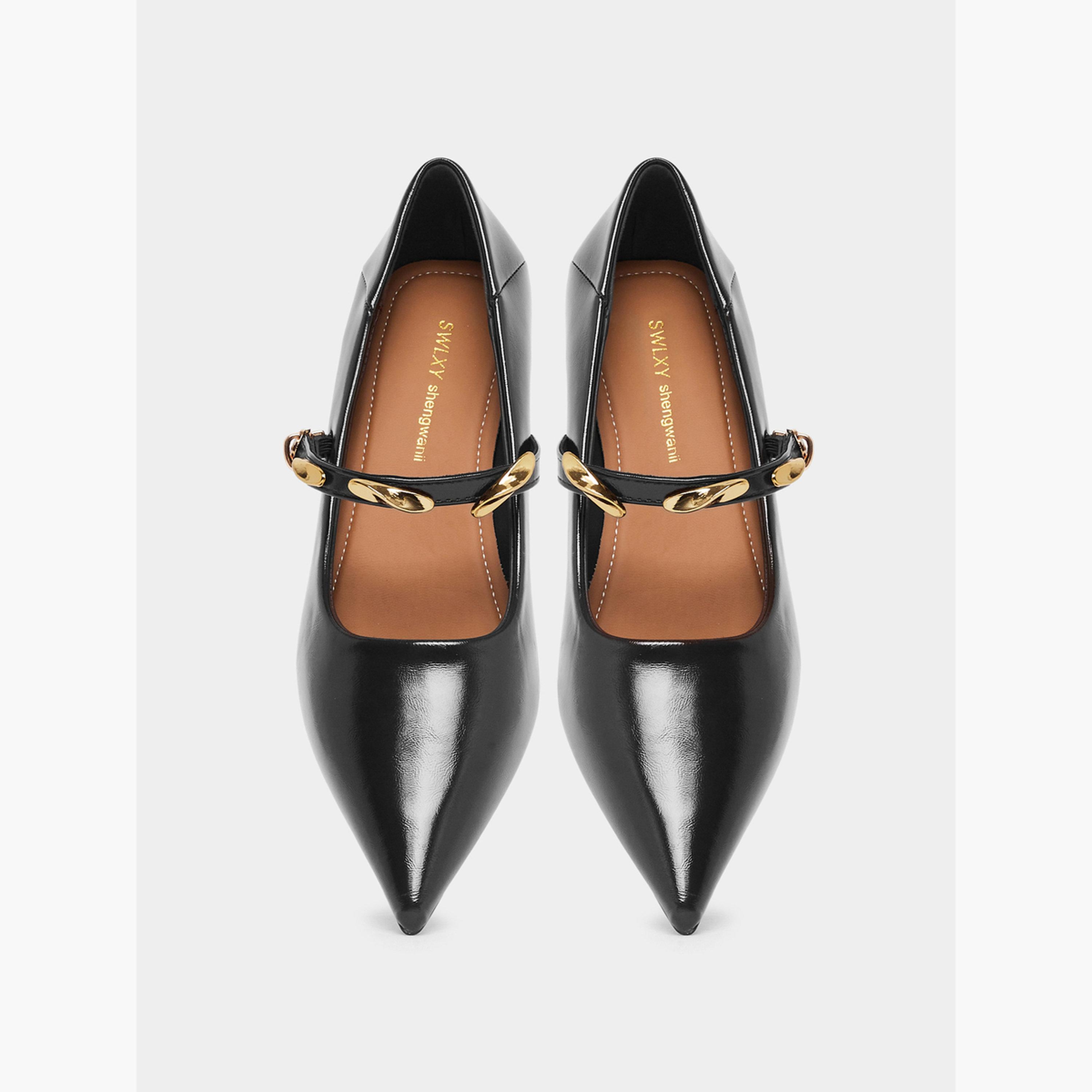 Take Two Women Embellished Buckle Patent Shoes-women-shoes-heels-image-4