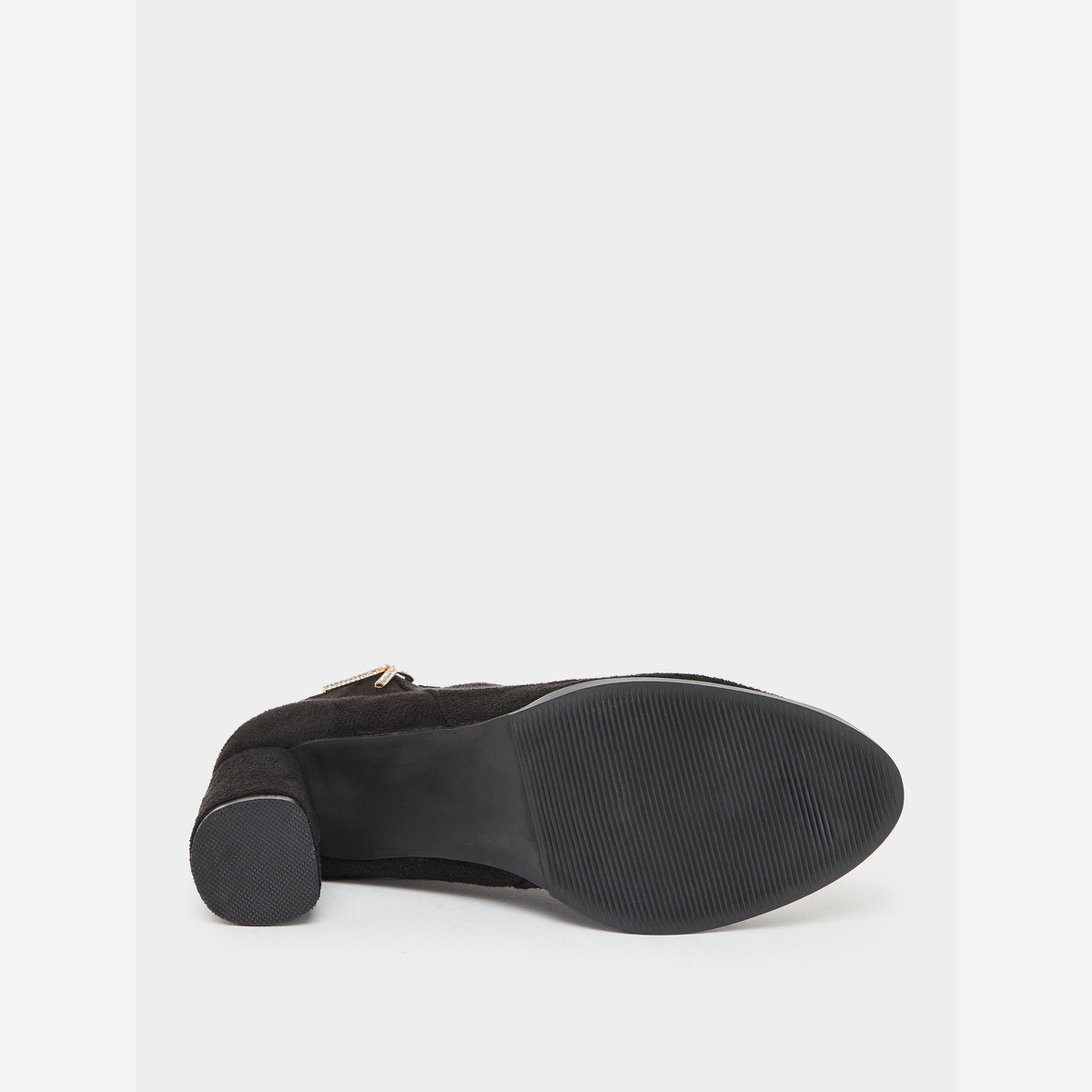 Take Two Women Black Suede Block Heel Ankle Boots-women-shoes-boots-image-6
