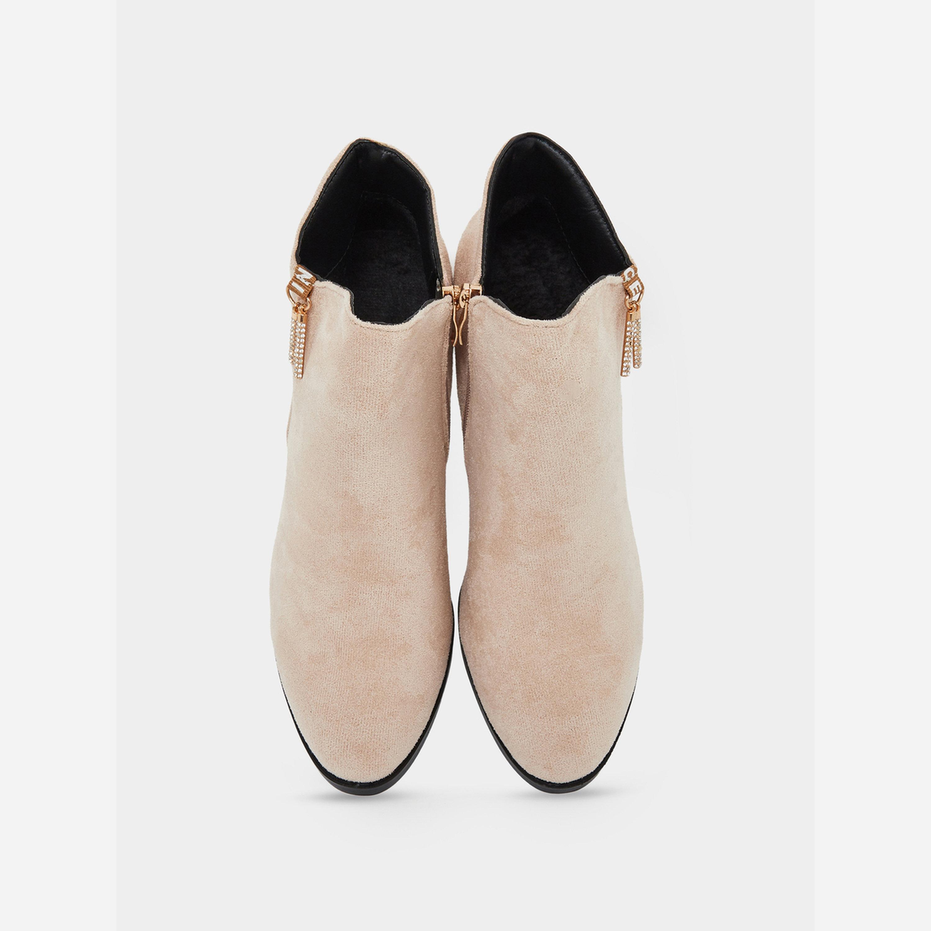 تيك تو - حذاء نسائي جلد بكعب عريض لون بيج-women-shoes-boots-image-5