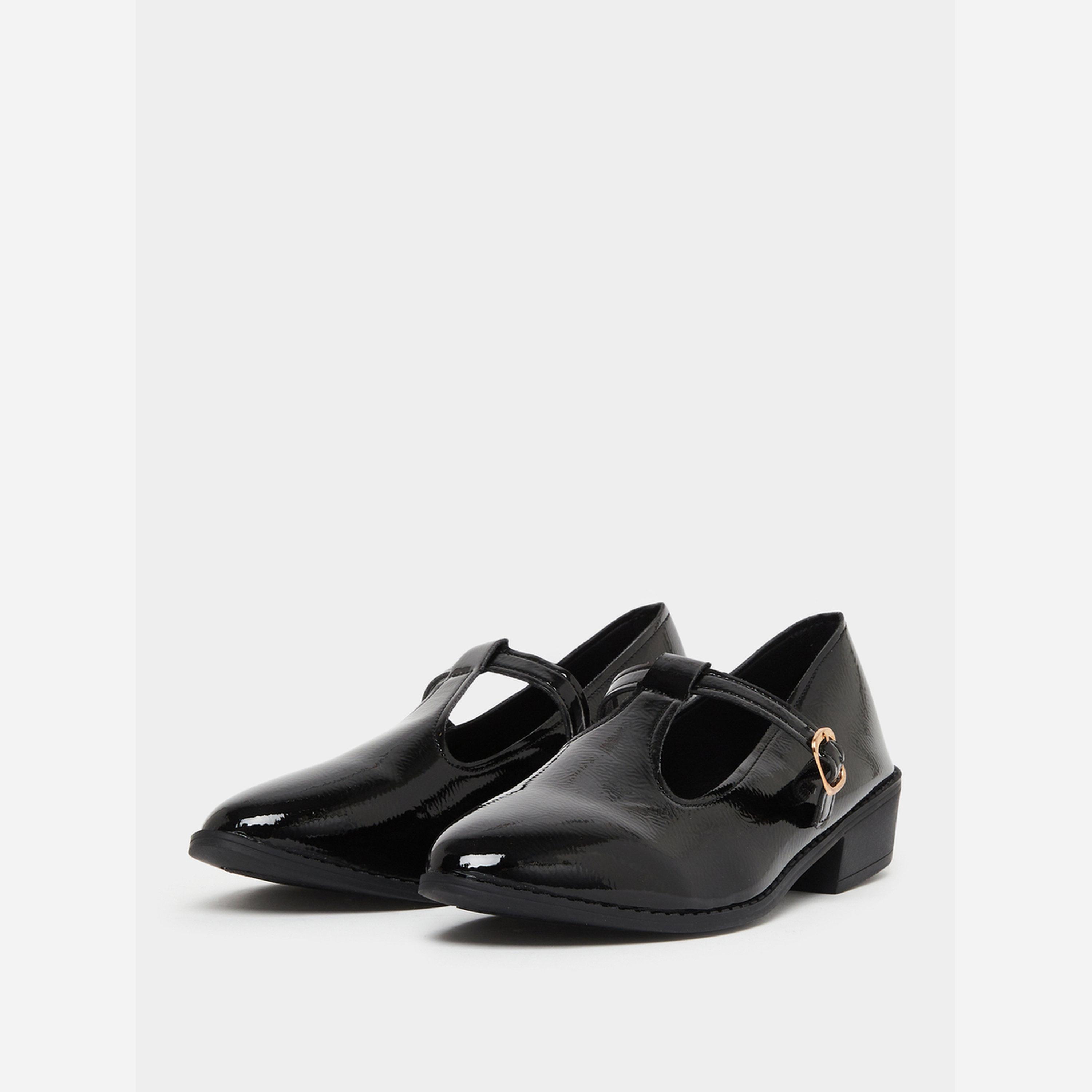 تيك تو - حذاء بكعب سميك ومقدمة مدببة مزود بمشبك معدني لون سادة-women-shoes-loafersandmoccasins-image-1