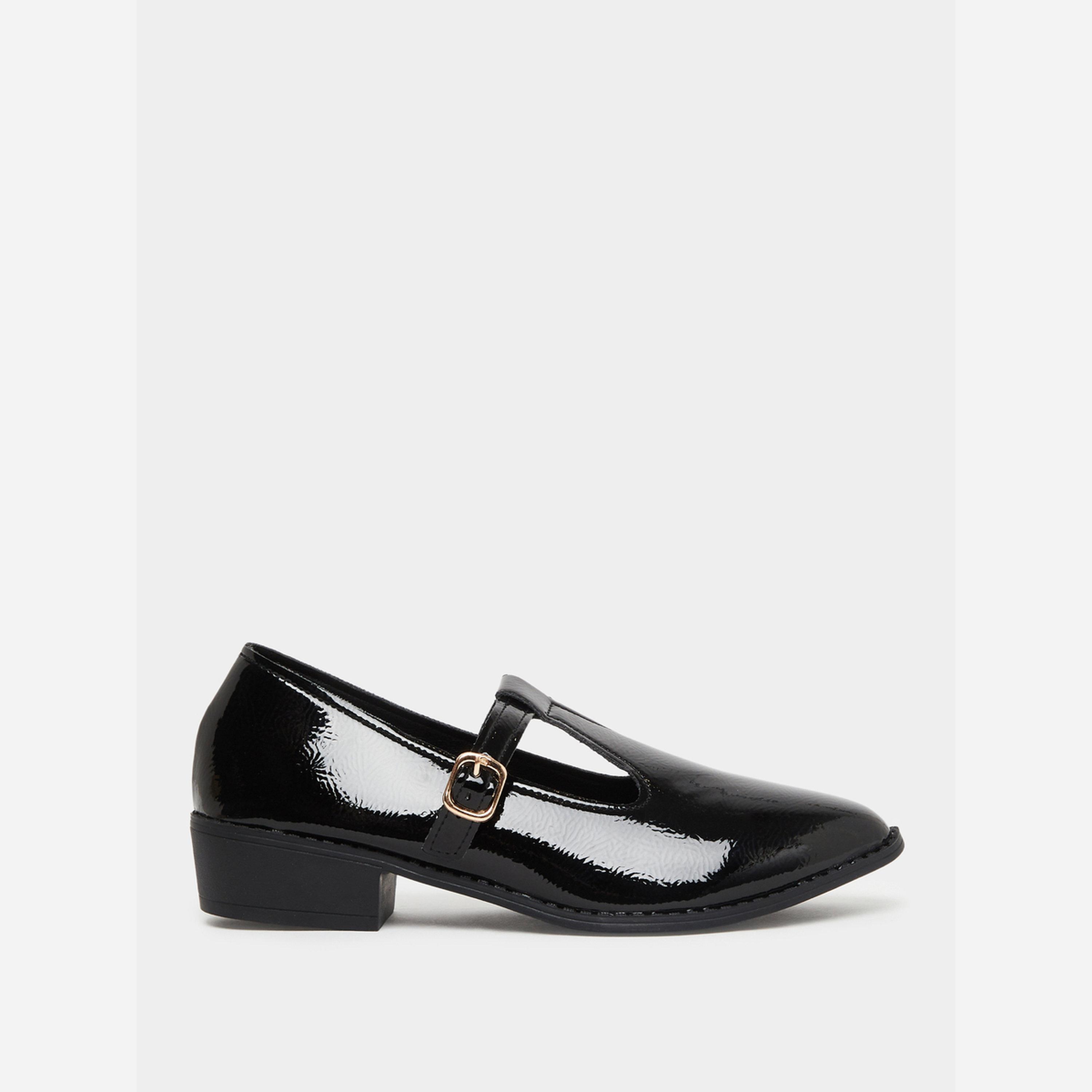 Take Two Solid Metal Buckle Chunky Heel Pointed Toe Shoes-women-shoes-loafersandmoccasins-image-2