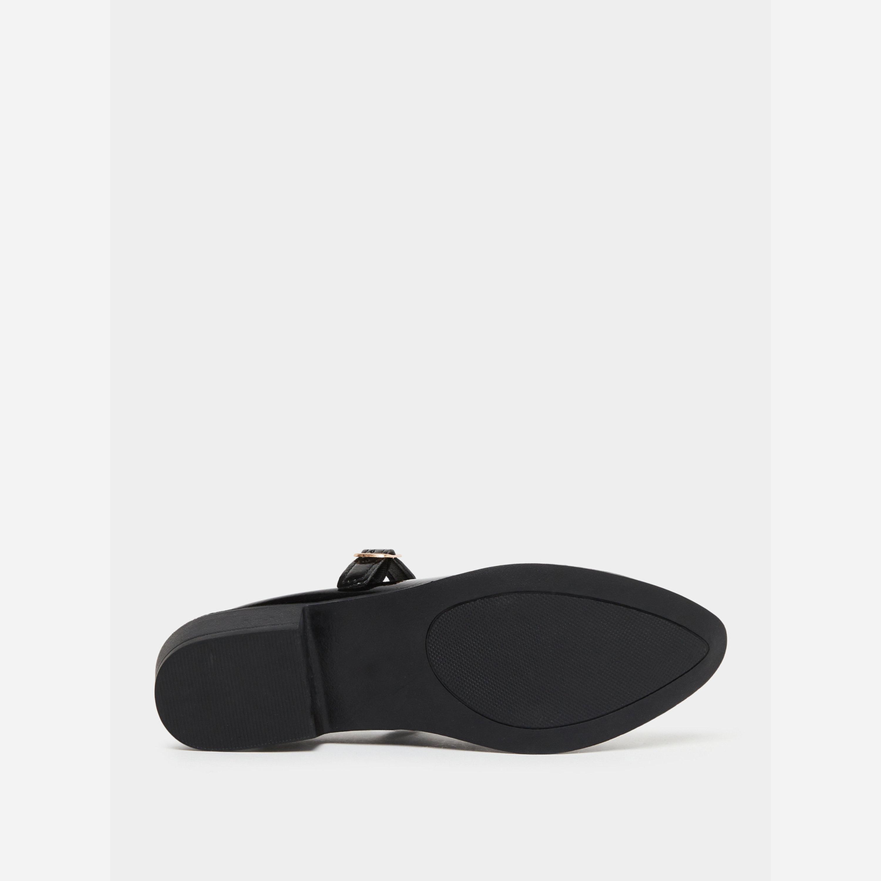 Take Two Solid Metal Buckle Chunky Heel Pointed Toe Shoes-women-shoes-loafersandmoccasins-image-6
