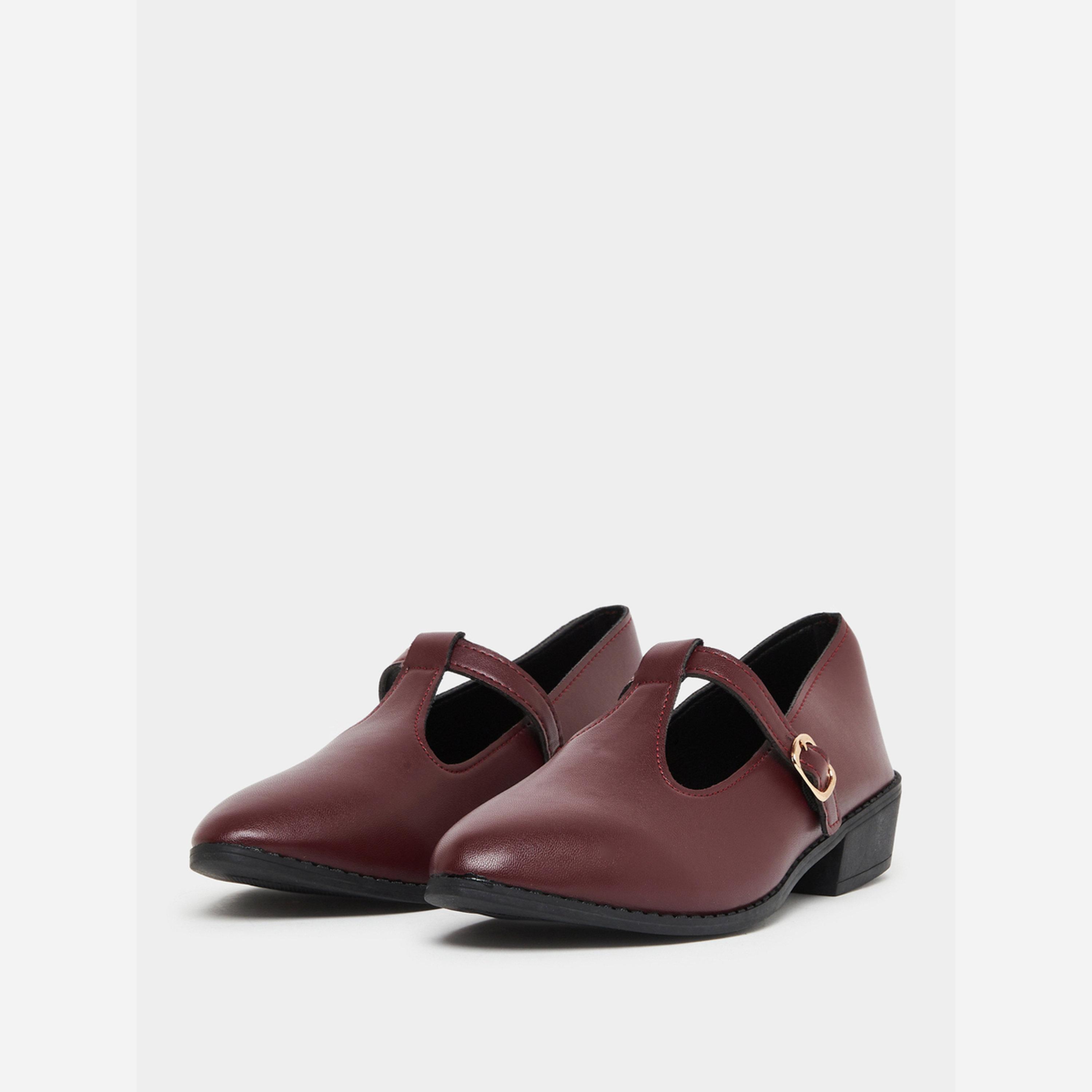 تيك تو - حذاء بكعب سميك ومقدمة مدببة مزود بمشبك معدني لون سادة-women-shoes-loafersandmoccasins-image-1