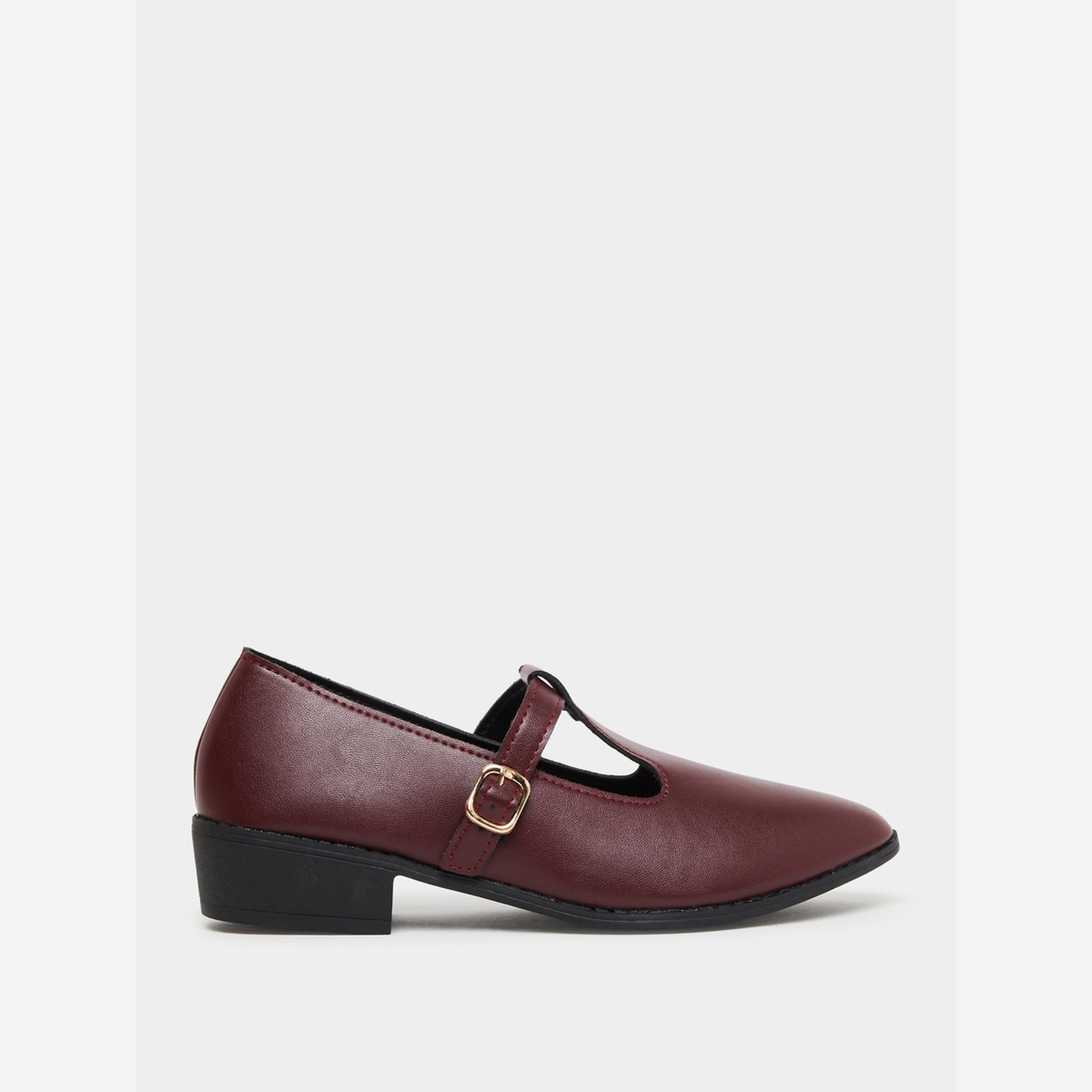 Take Two Solid Metal Buckle Chunky Heel Pointed Toe Shoes-women-shoes-loafersandmoccasins-image-2