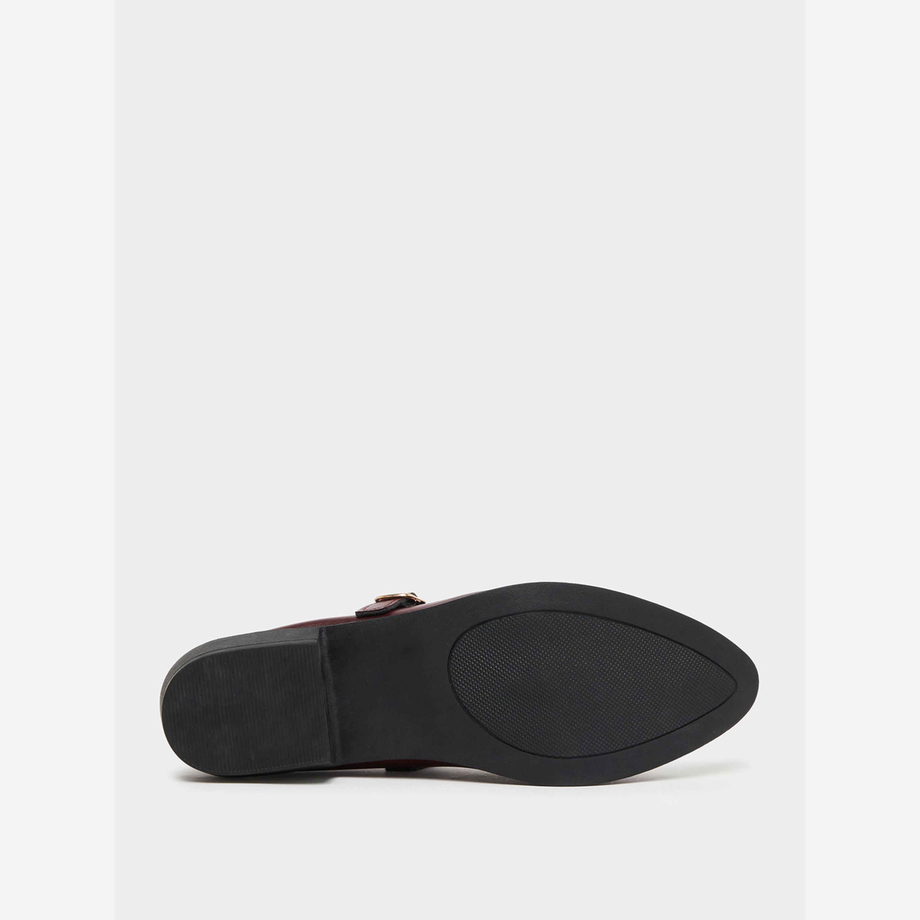 Take Two Solid Metal Buckle Chunky Heel Pointed Toe Shoes-women-shoes-loafersandmoccasins-image-6