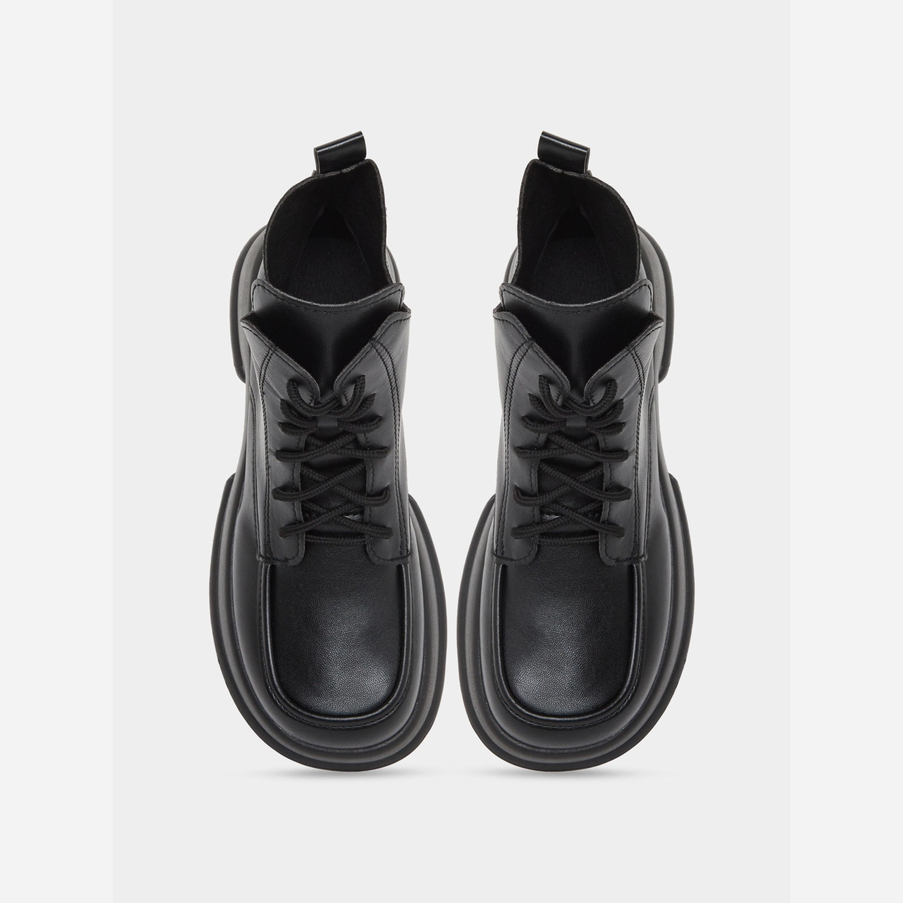 Take Two Women Black Lace-Up Chunky Heel Ankle Boots-women-shoes-boots-image-5