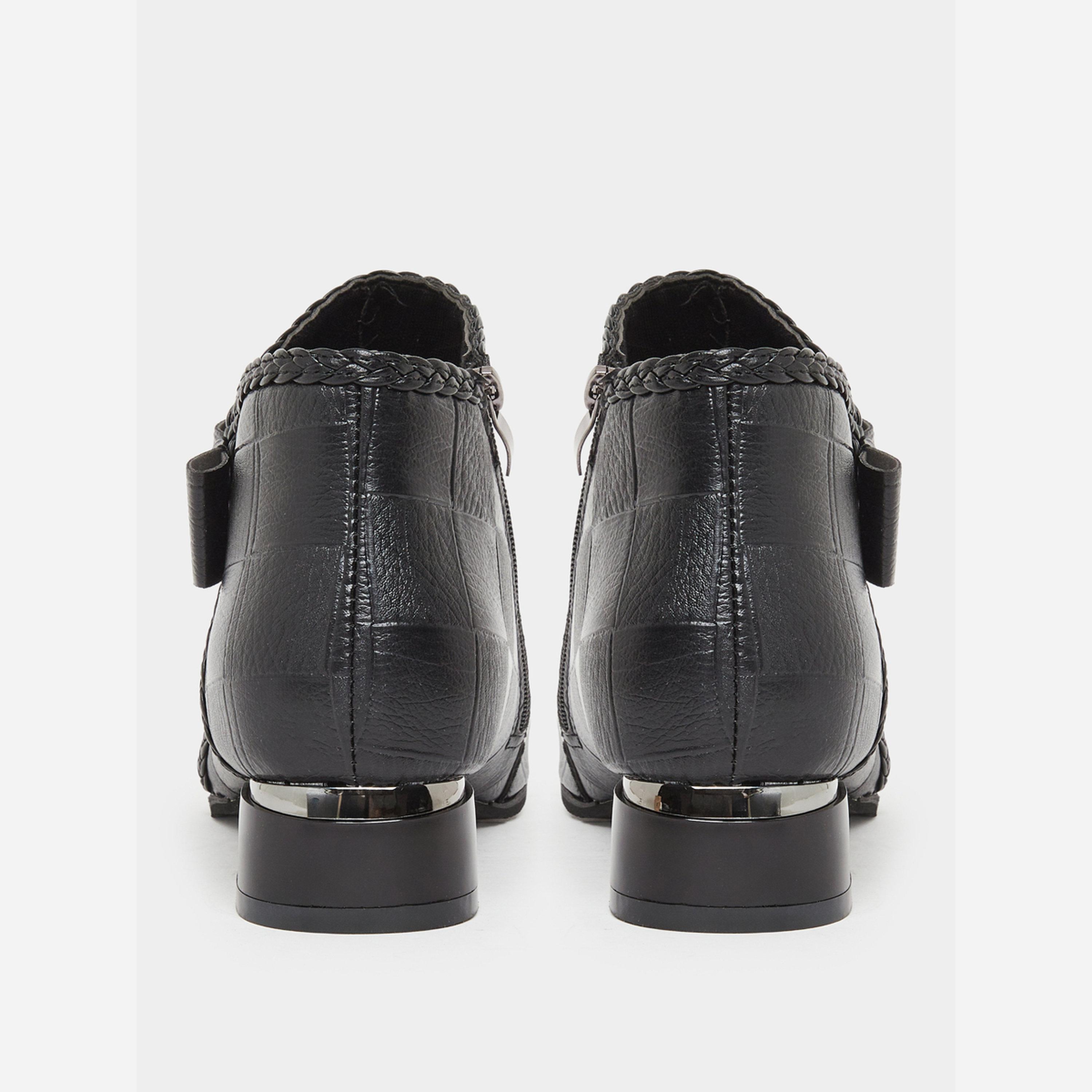 Take Two Women Black Textured Embossed Ankle Boots-women-shoes-boots-image-4