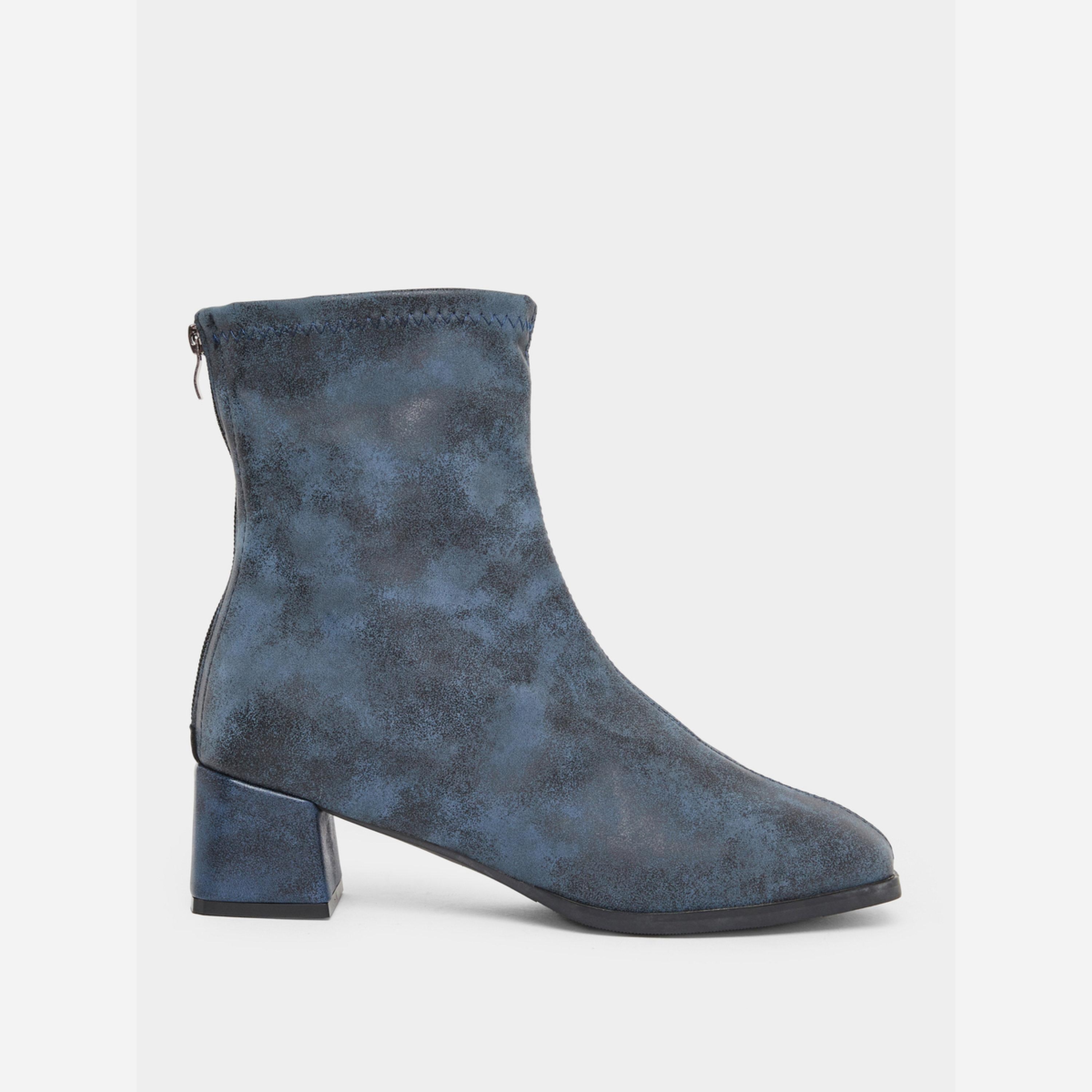 تيك تو - حذاء نسائي لون أزرق بكعب عريض للكاحل-women-shoes-boots-image-2