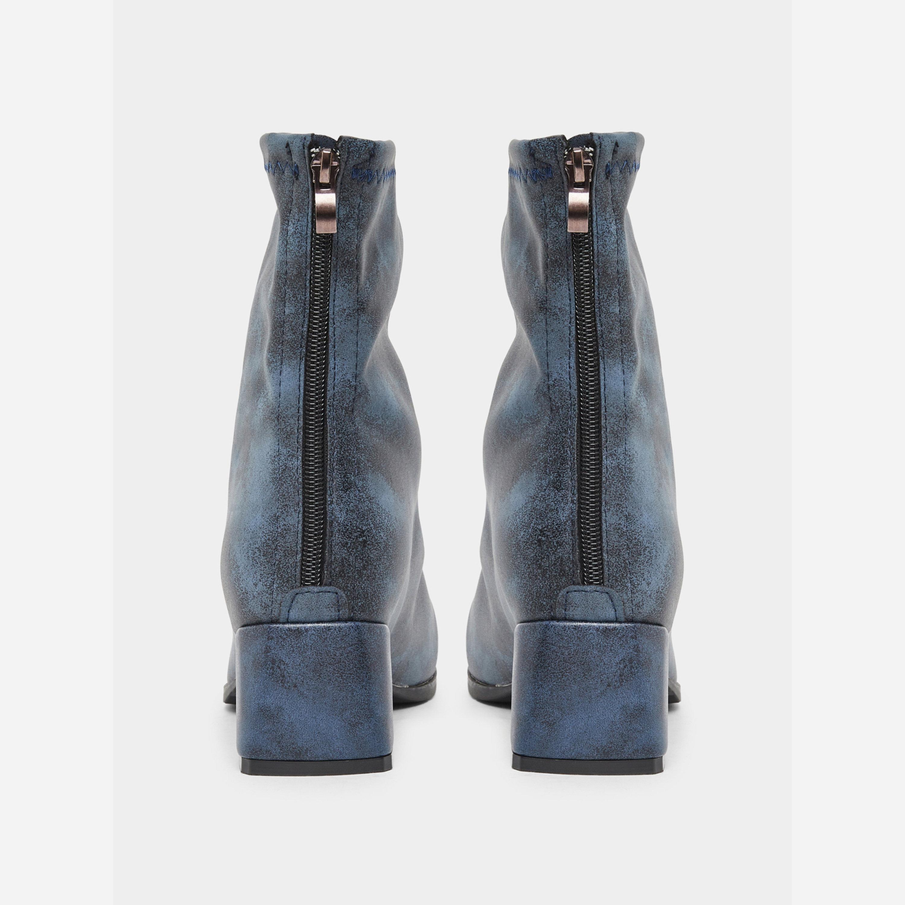 تيك تو - حذاء نسائي لون أزرق بكعب عريض للكاحل-women-shoes-boots-image-4