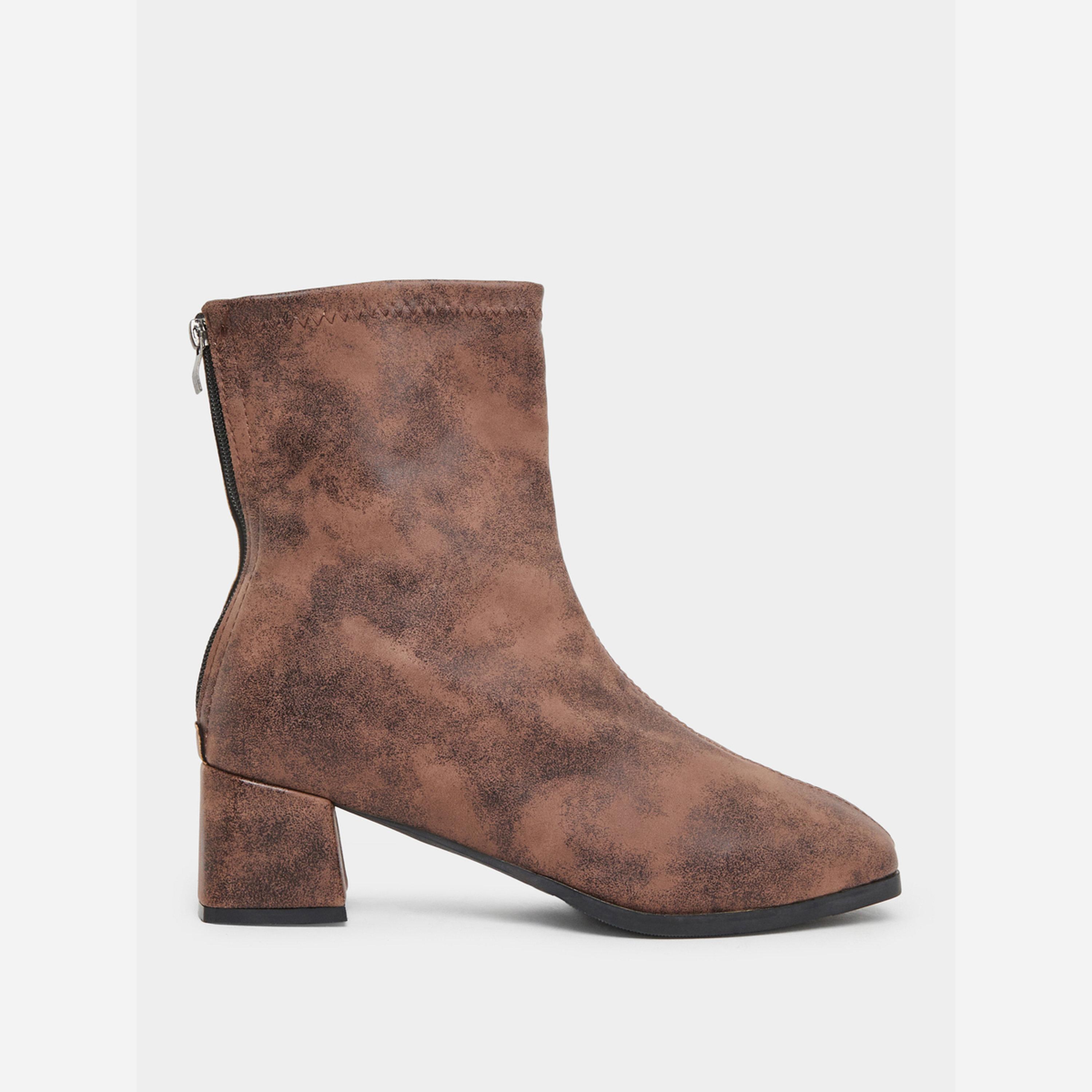Take Two Women Brown Block Heel Ankle Boots-women-shoes-boots-image-2