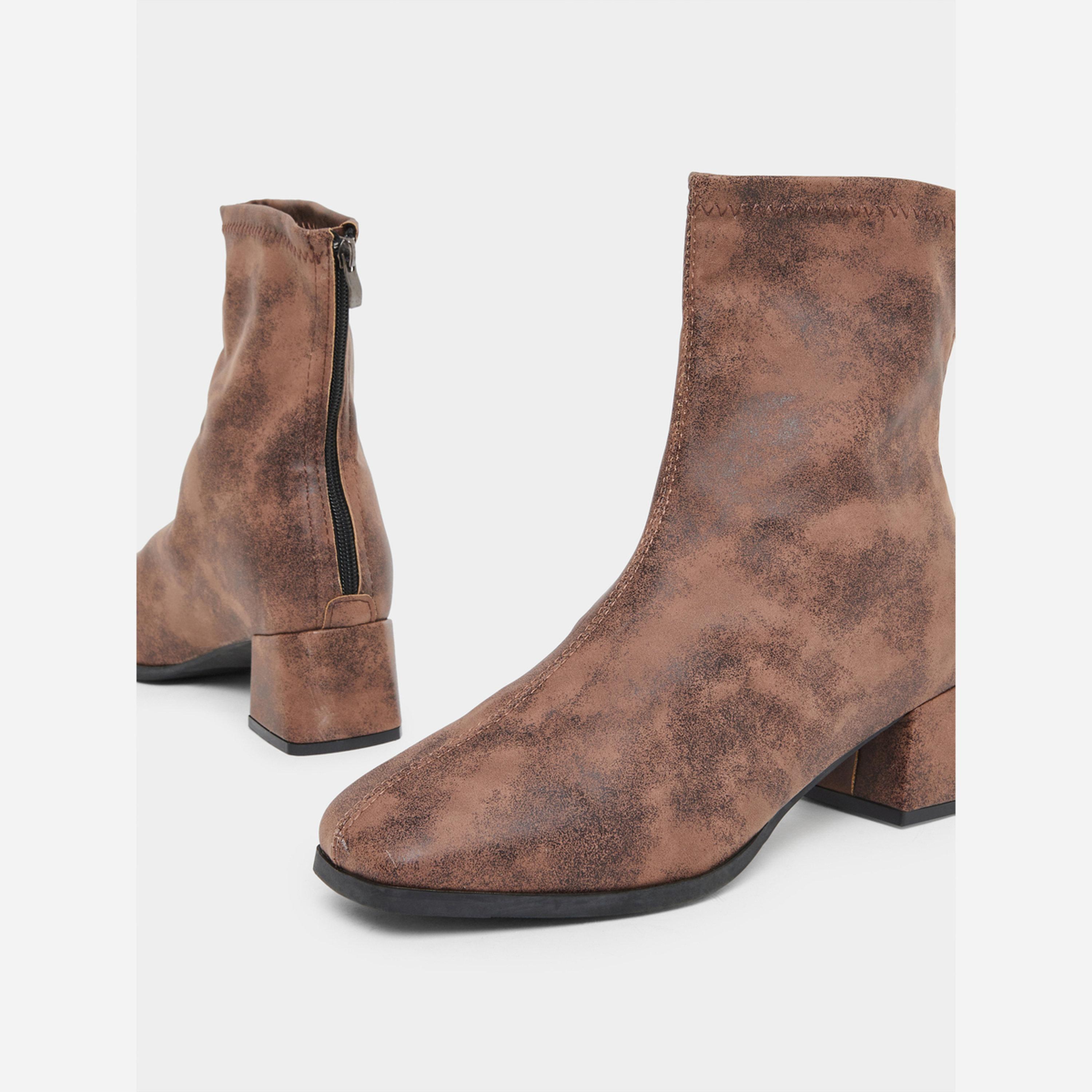 Take Two Women Brown Block Heel Ankle Boots-women-shoes-boots-image-3