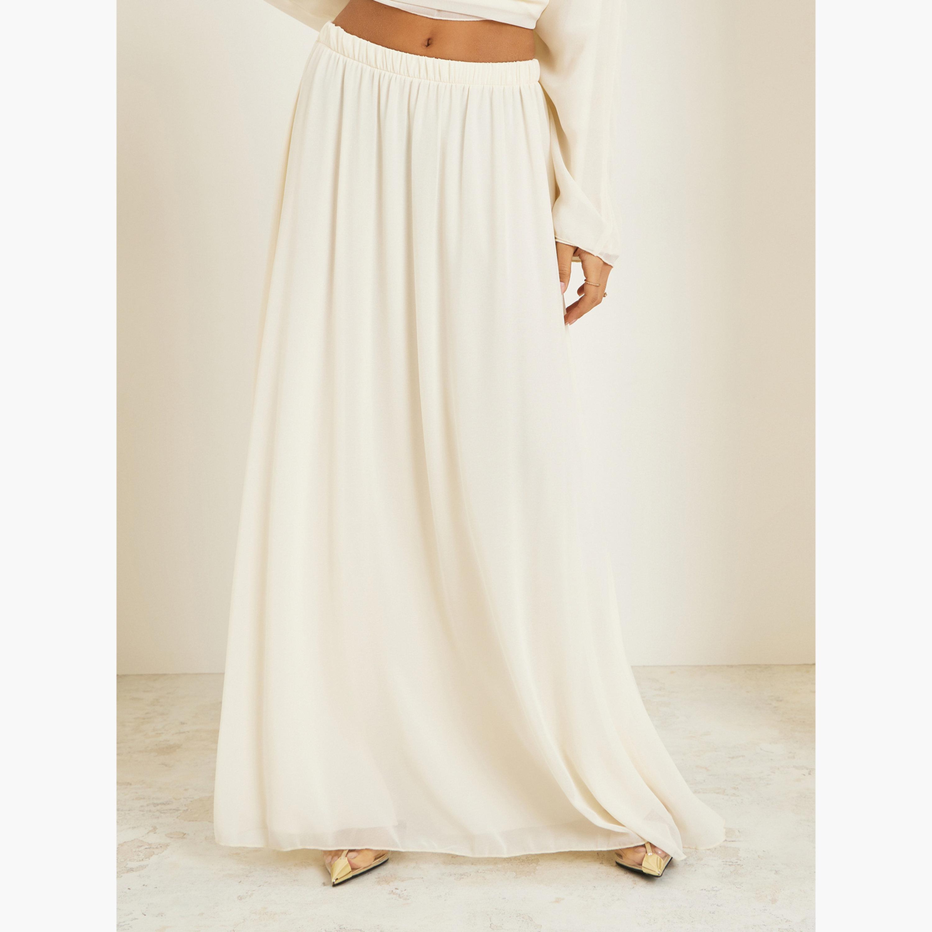 Styli Women Off White Chiffon Top with Maxi Skirt Co-Ords-women-clothing-coordsets-image-5