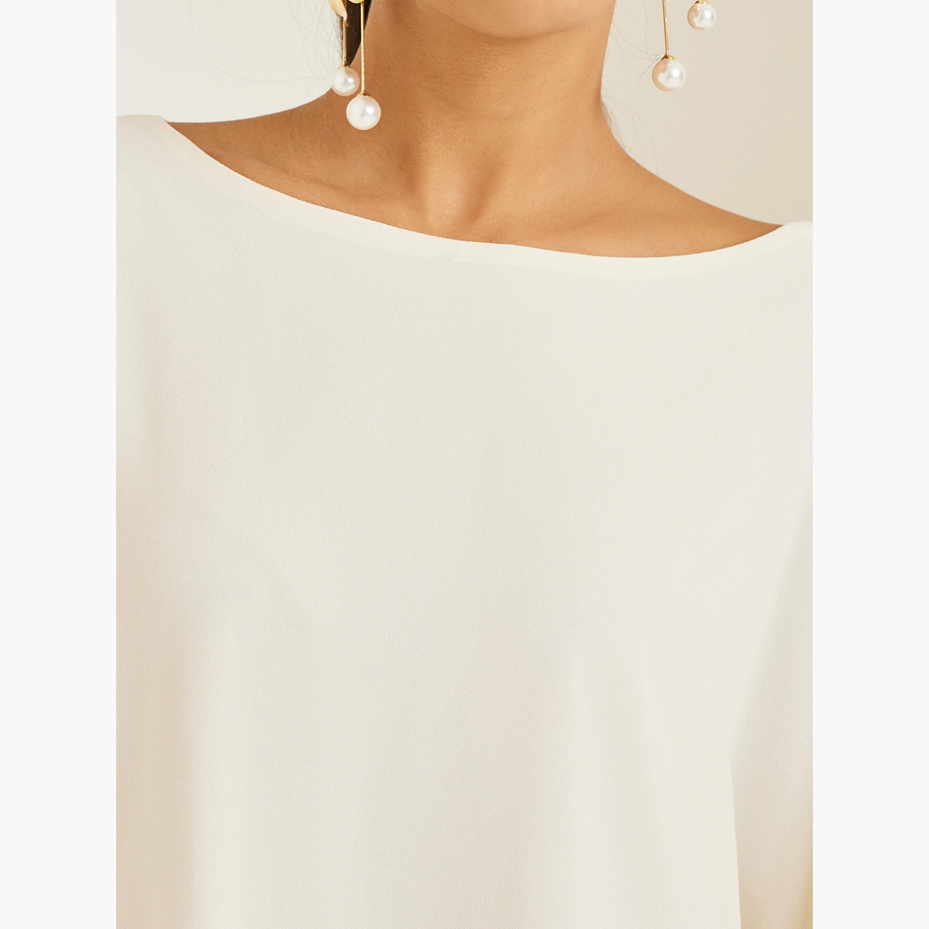 Styli Women Off White Chiffon Top with Maxi Skirt Co-Ords-women-clothing-coordsets-image-6
