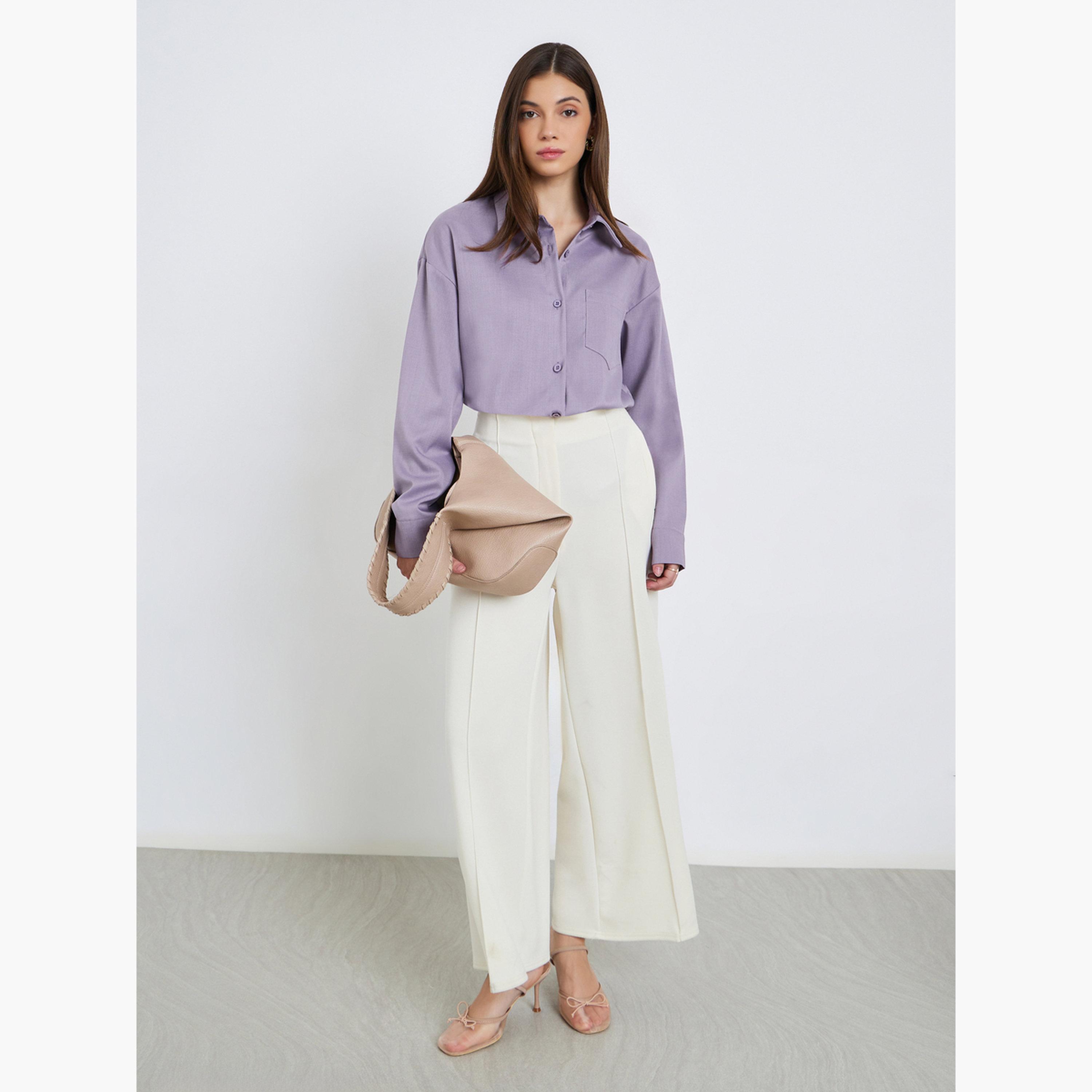Styli Women Lavender Long Sleeve Oversized Shirt-women-clothing-shirtsandblouses-shirts-image-2