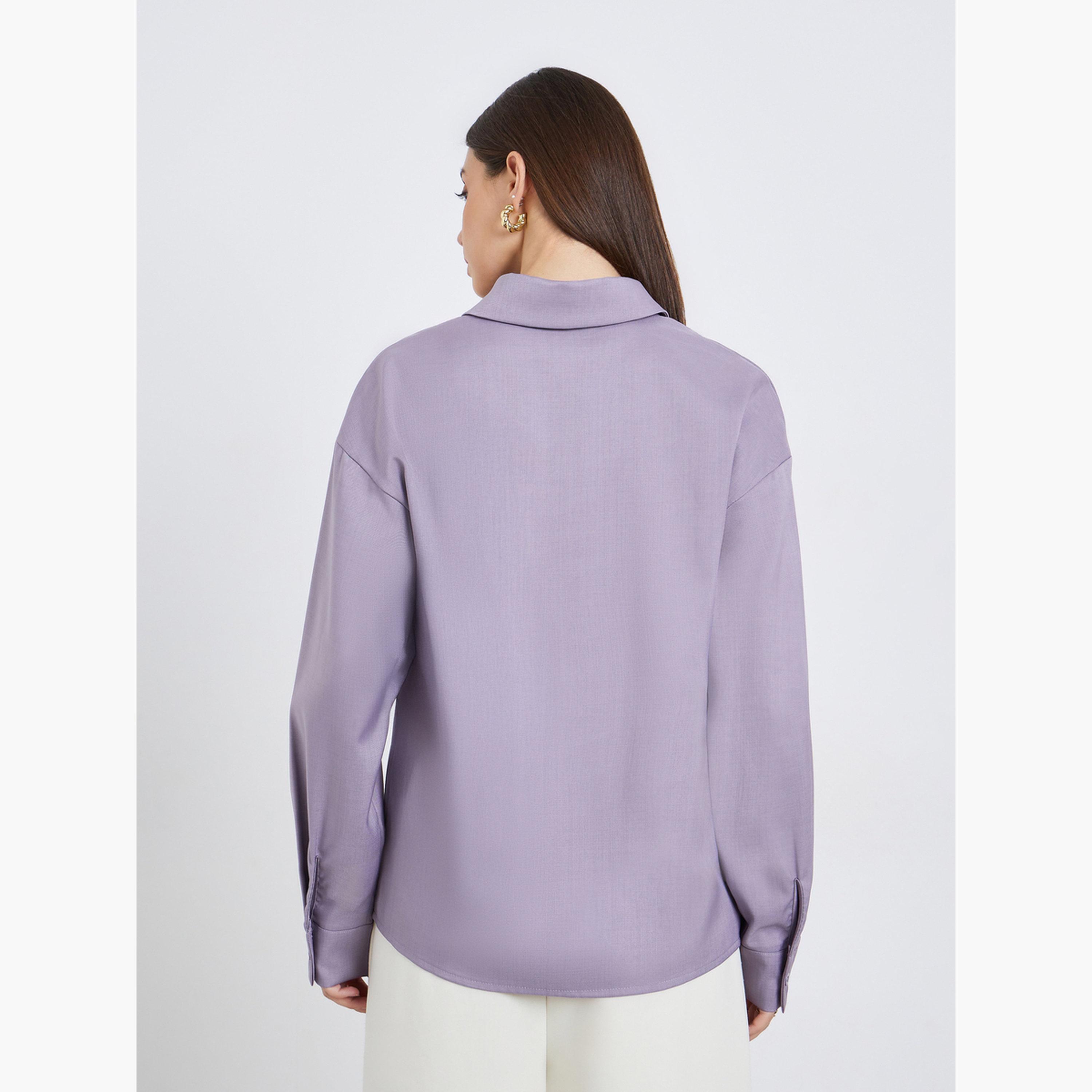 Styli Women Lavender Long Sleeve Oversized Shirt-women-clothing-shirtsandblouses-shirts-image-5