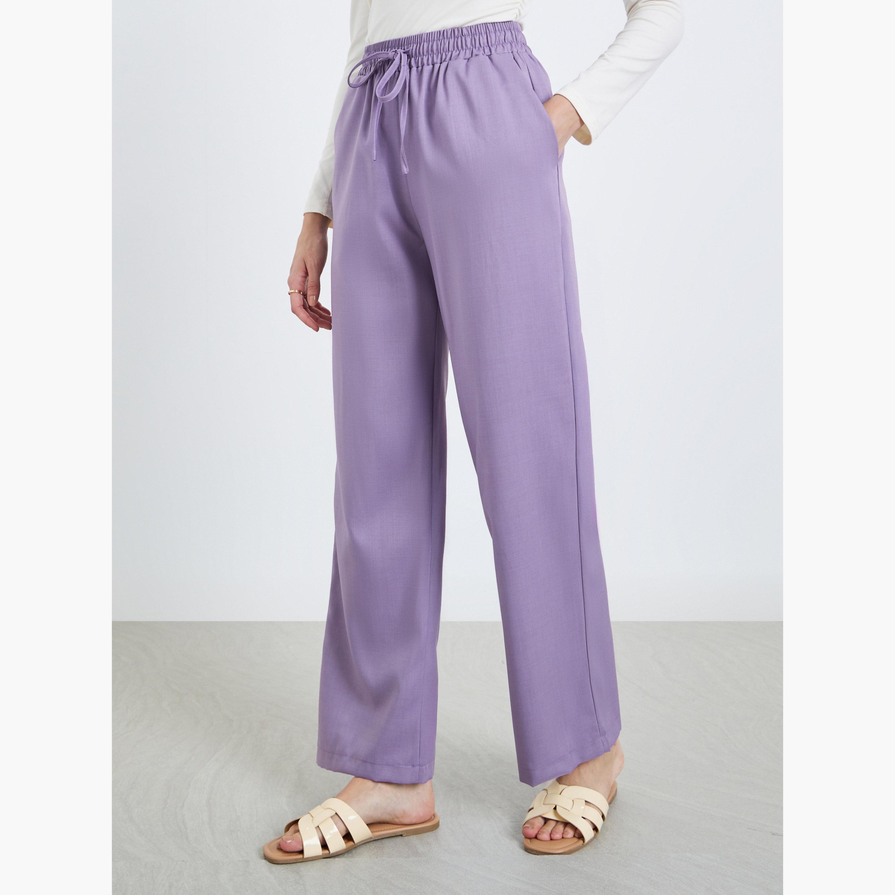Styli Women Purple Wide Leg Pants-women-clothing-bottoms-joggers-image-1