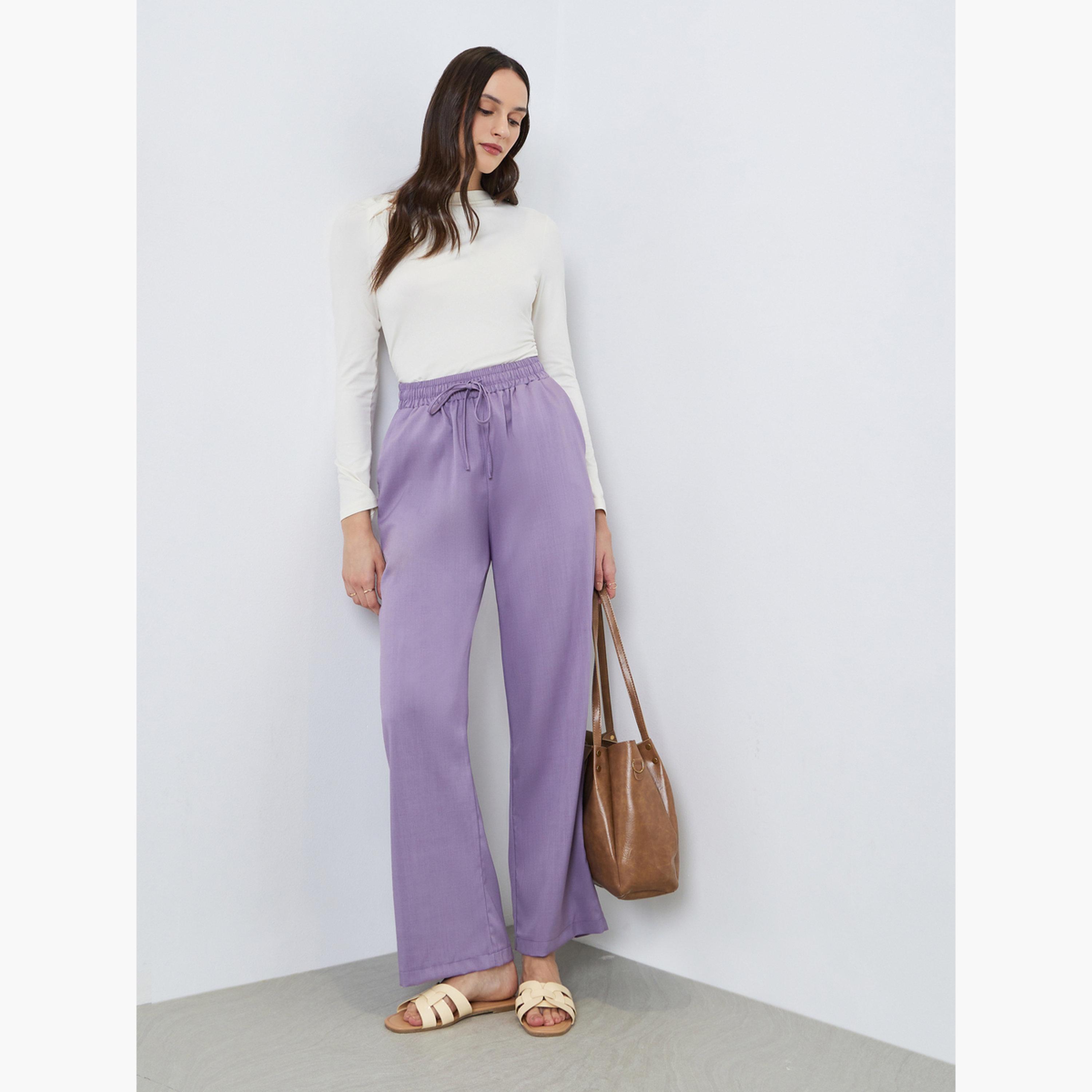 Styli Women Purple Wide Leg Pants-women-clothing-bottoms-joggers-image-2