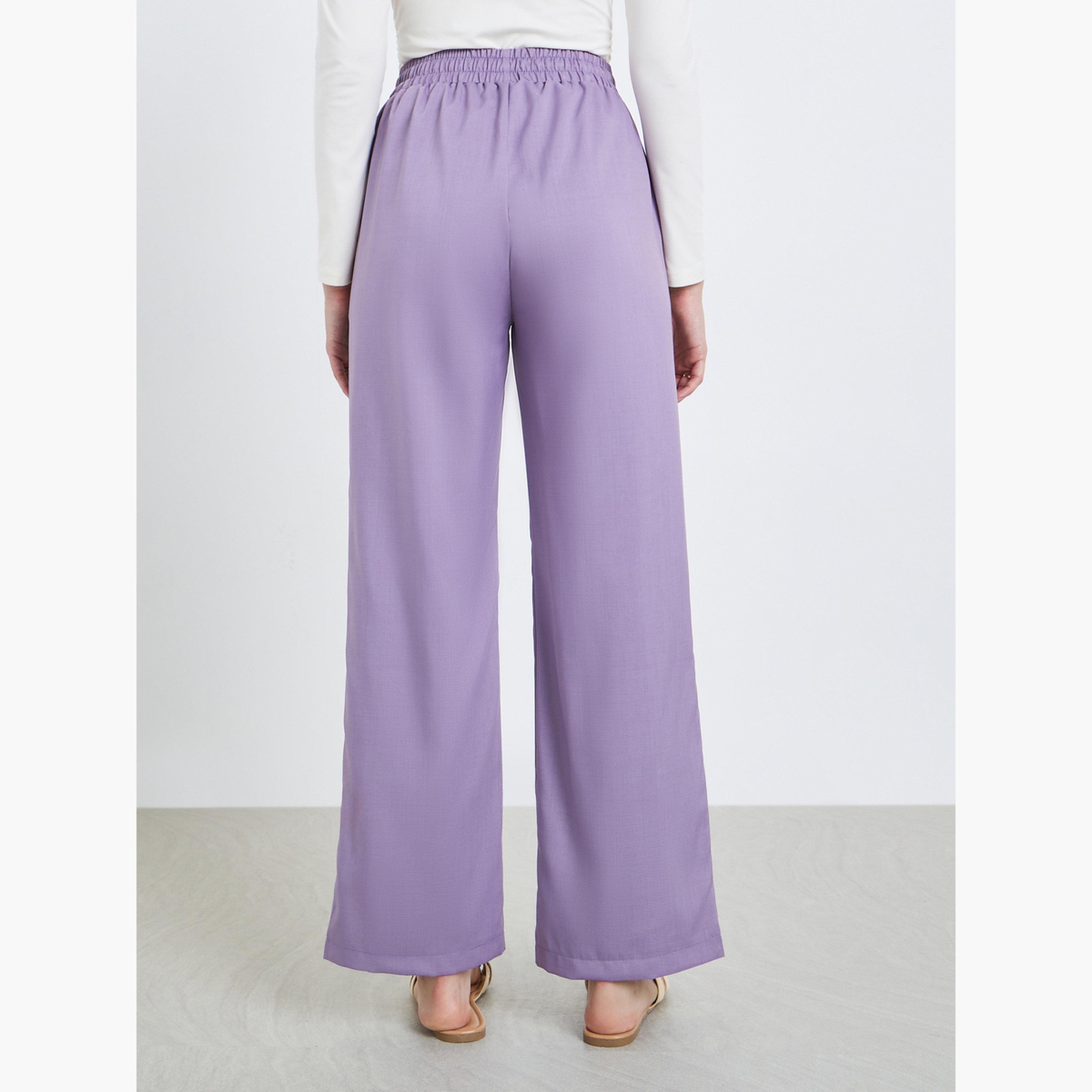 Styli Women Purple Wide Leg Pants-women-clothing-bottoms-joggers-image-4