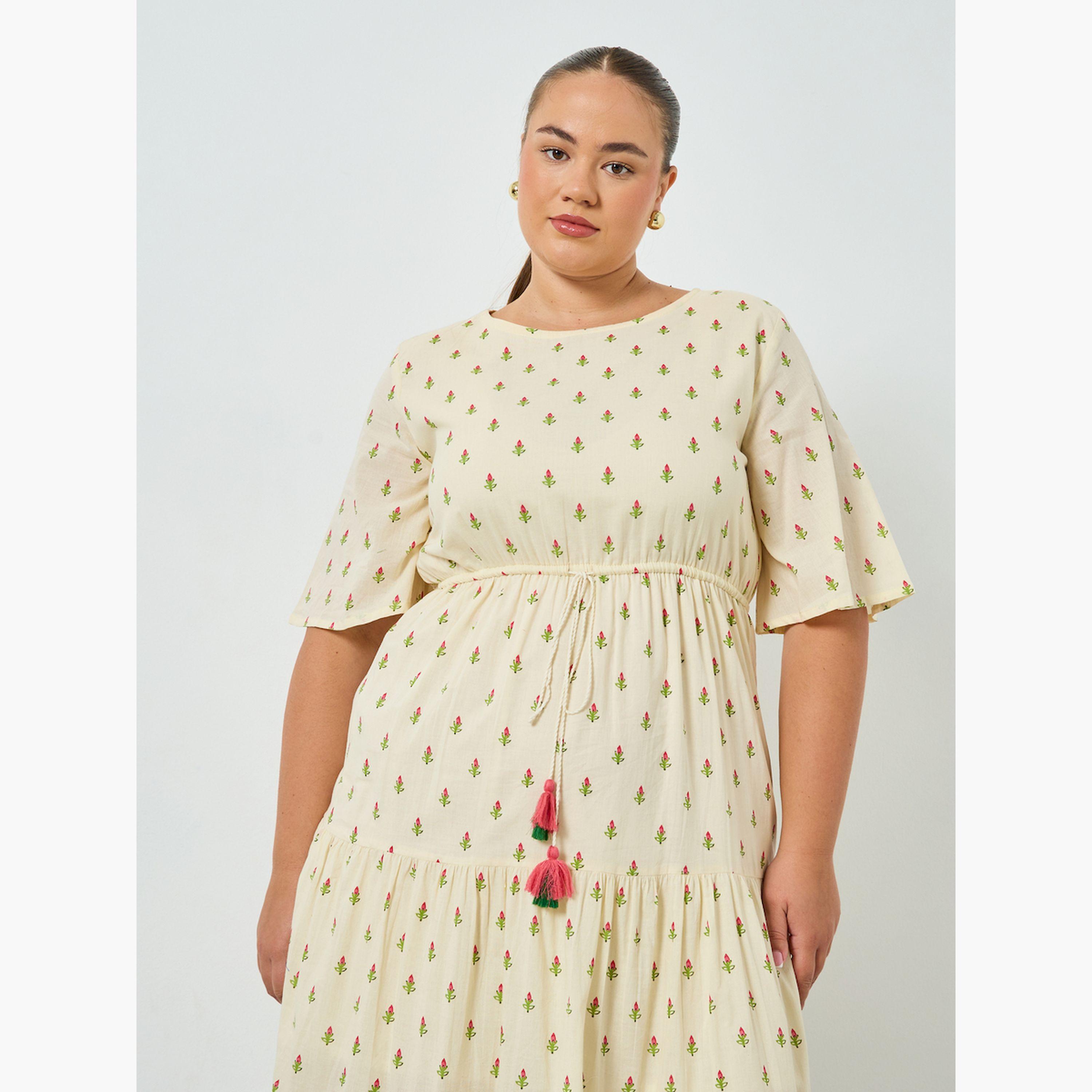 Styli Plus Size Cream Floral Maxi Dress-women-clothing-dresses-image-2