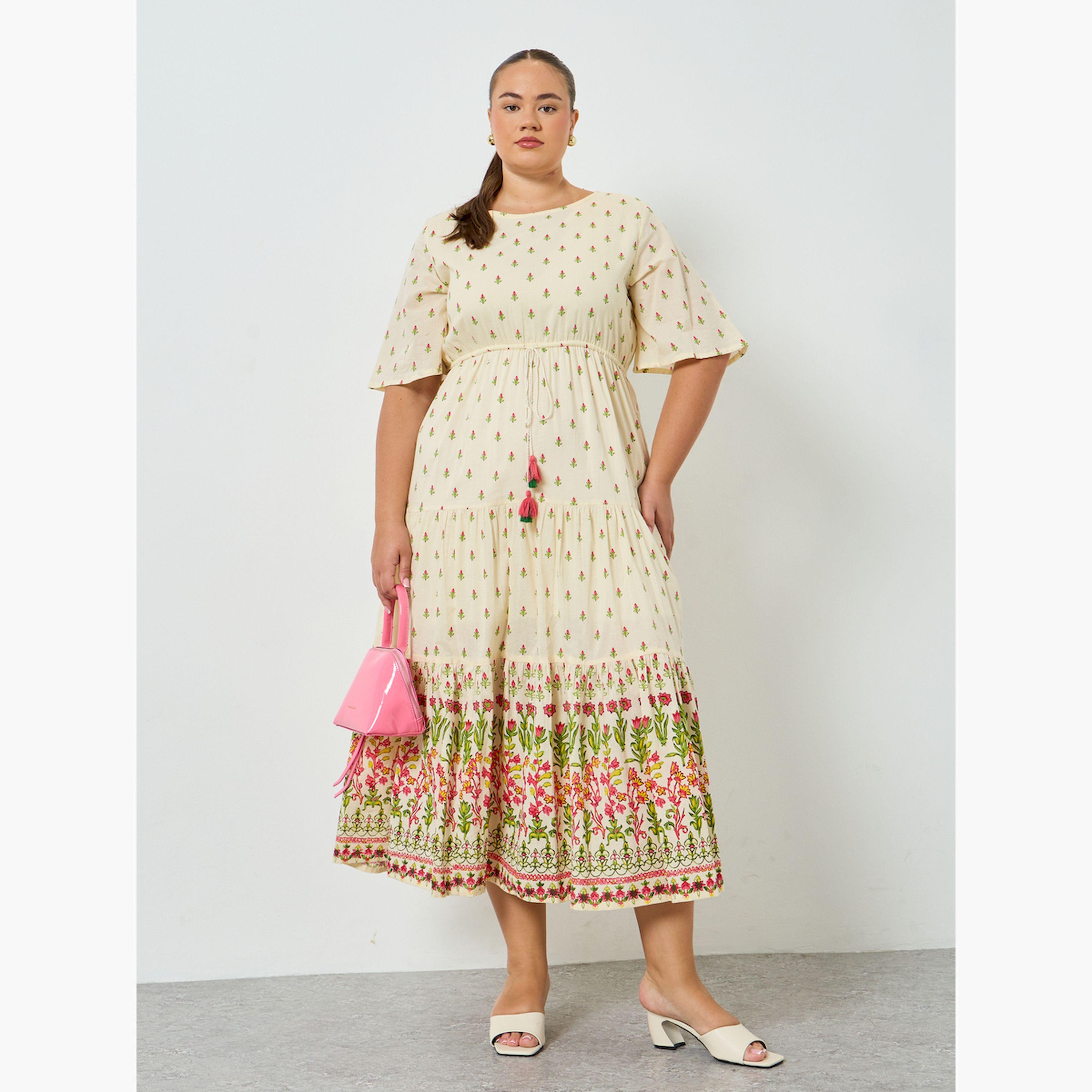 فستان ماكسي بطبعة زهور بمقاس كبير-women-clothing-dresses-image-3