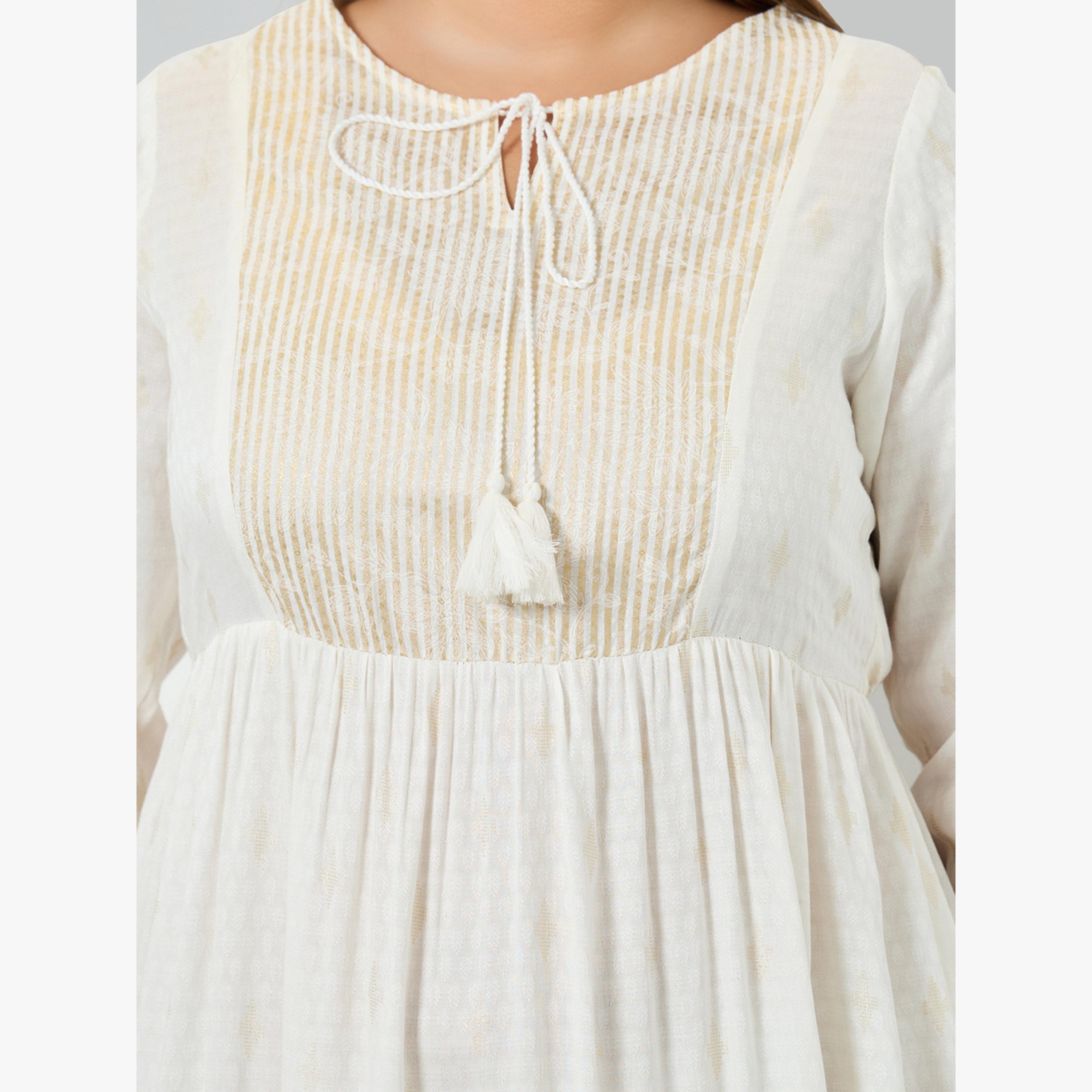 فستان طويل مقاس كبير بطبقات وطبعة فويل-women-clothing-dresses-image-5