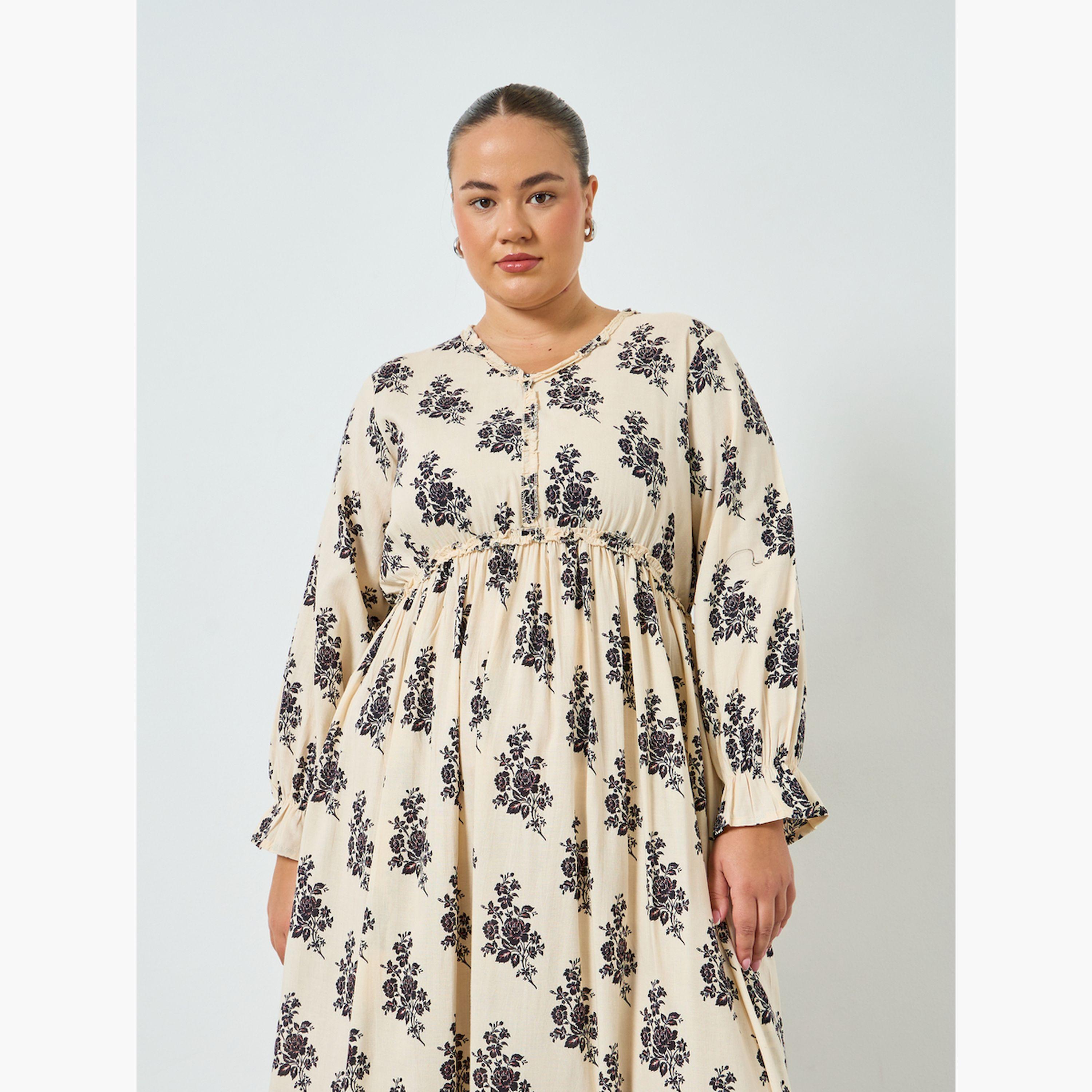 فستان ماكسي بطبعة زهور بمقاس كبير-women-clothing-dresses-image-3
