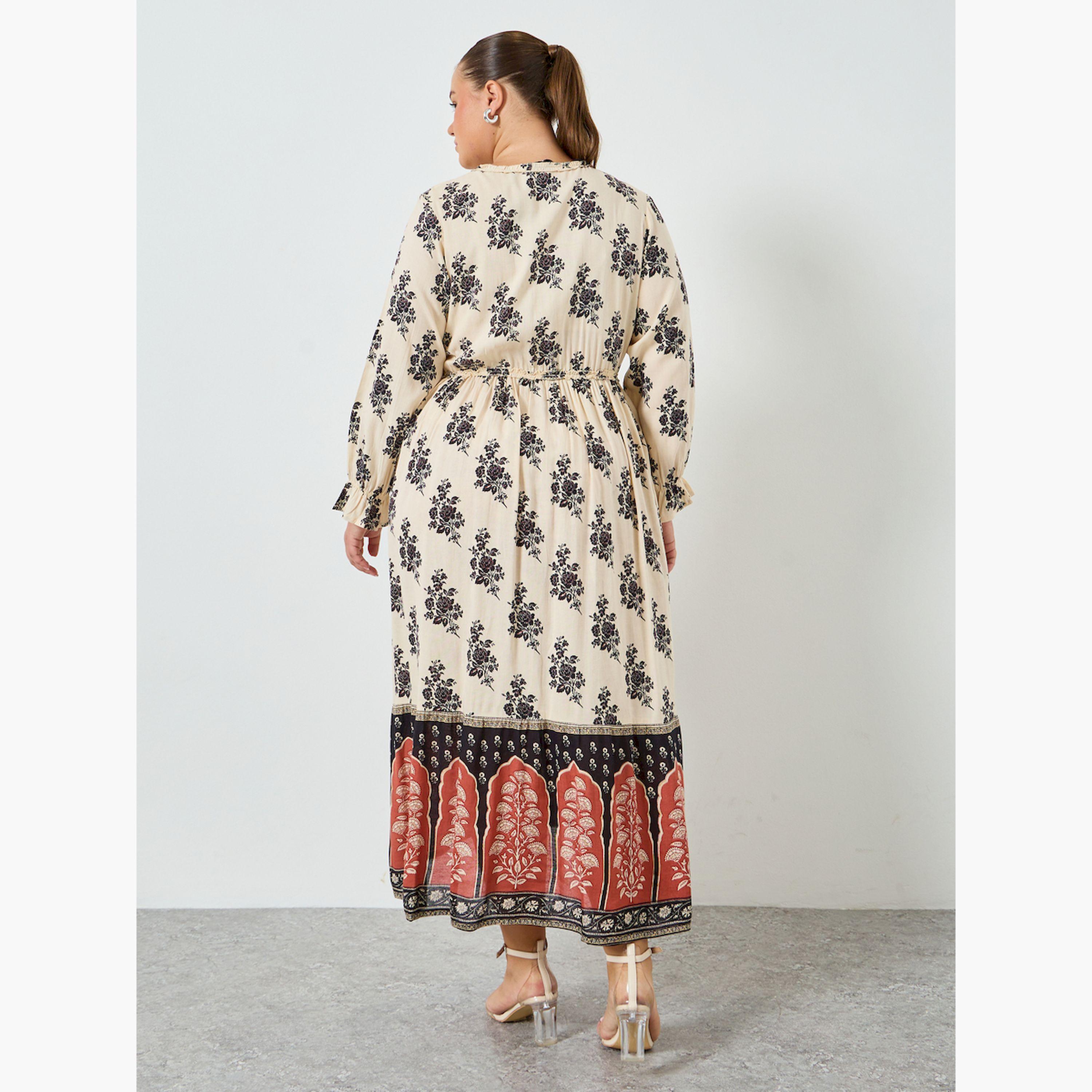 فستان ماكسي بطبعة زهور بمقاس كبير-women-clothing-dresses-image-4