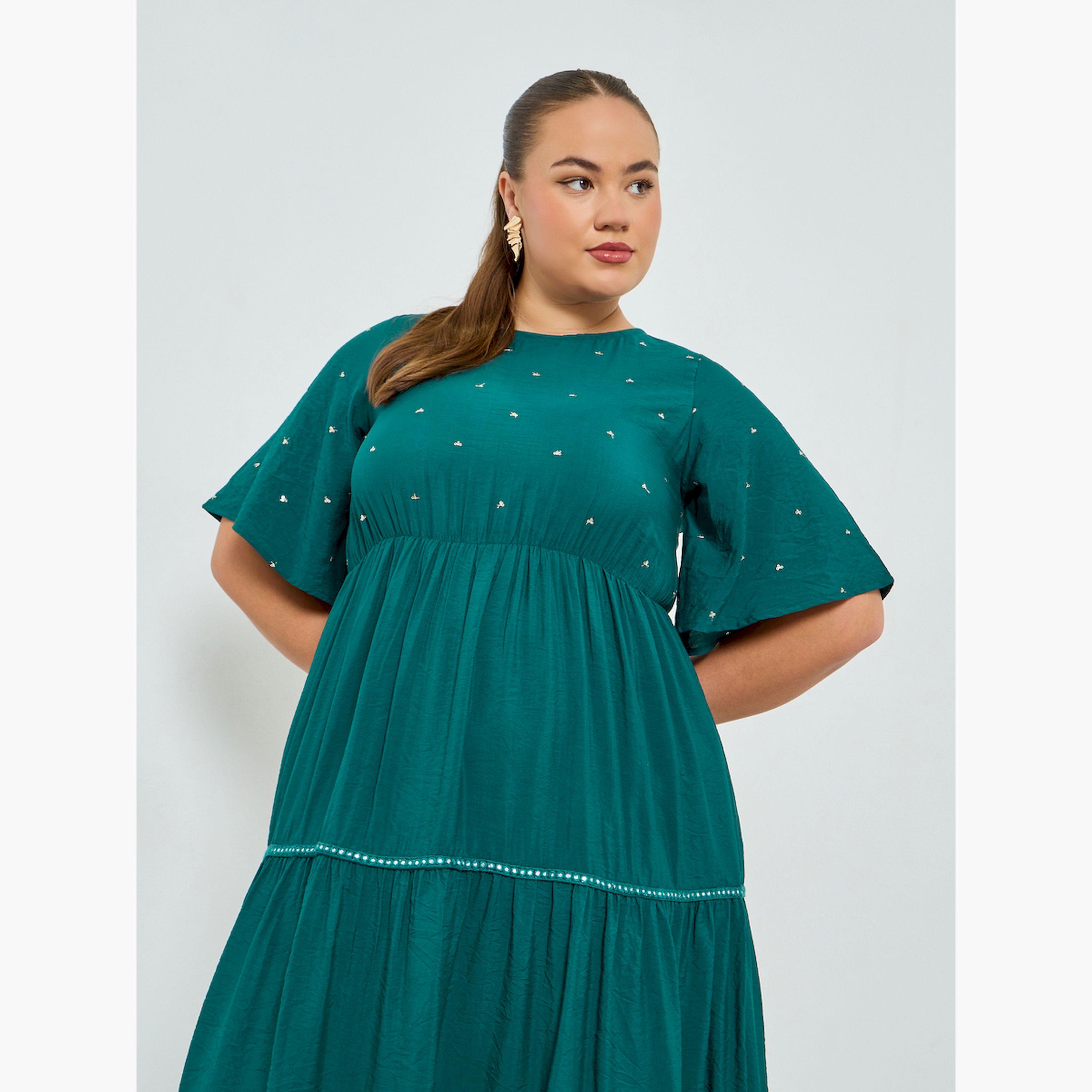 فستان طويل مقاس كبير مزين بطبقات-women-clothing-dresses-image-2