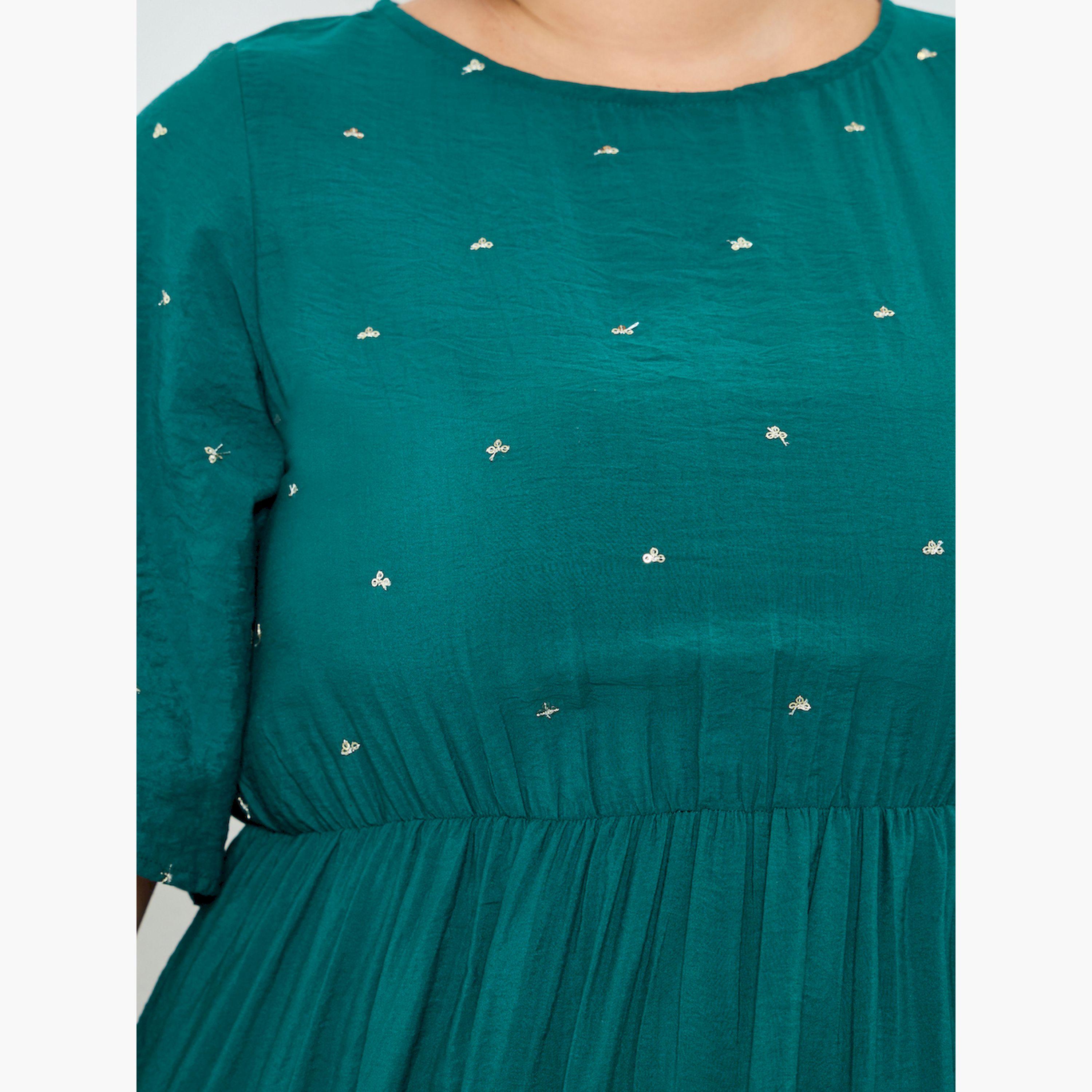 Styli Plus Size Green Embellished Tiered Maxi Dress-women-clothing-dresses-image-5
