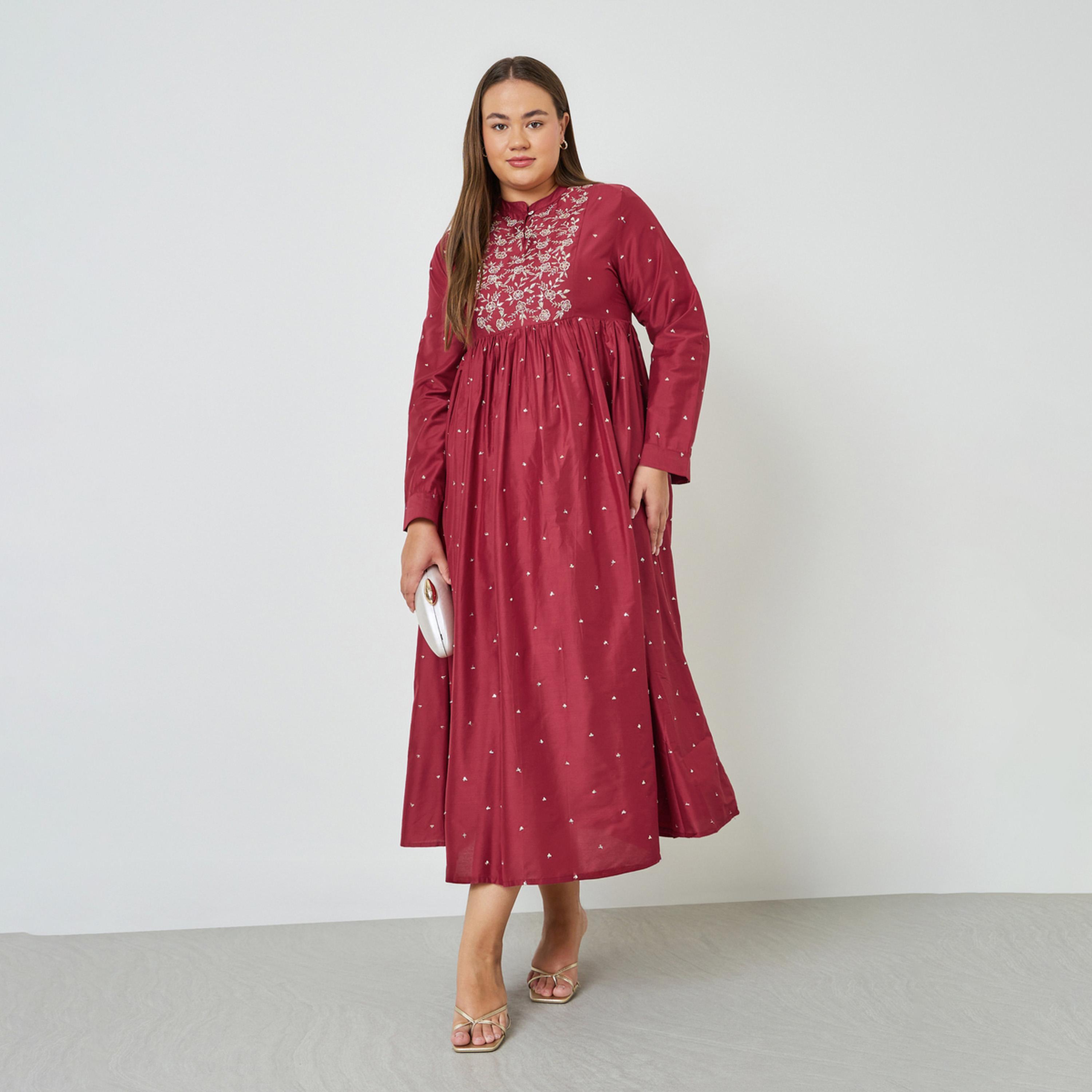 Styli Plus Size Embroidered A-Line Maxi Dress-women-clothing-dresses-image-1