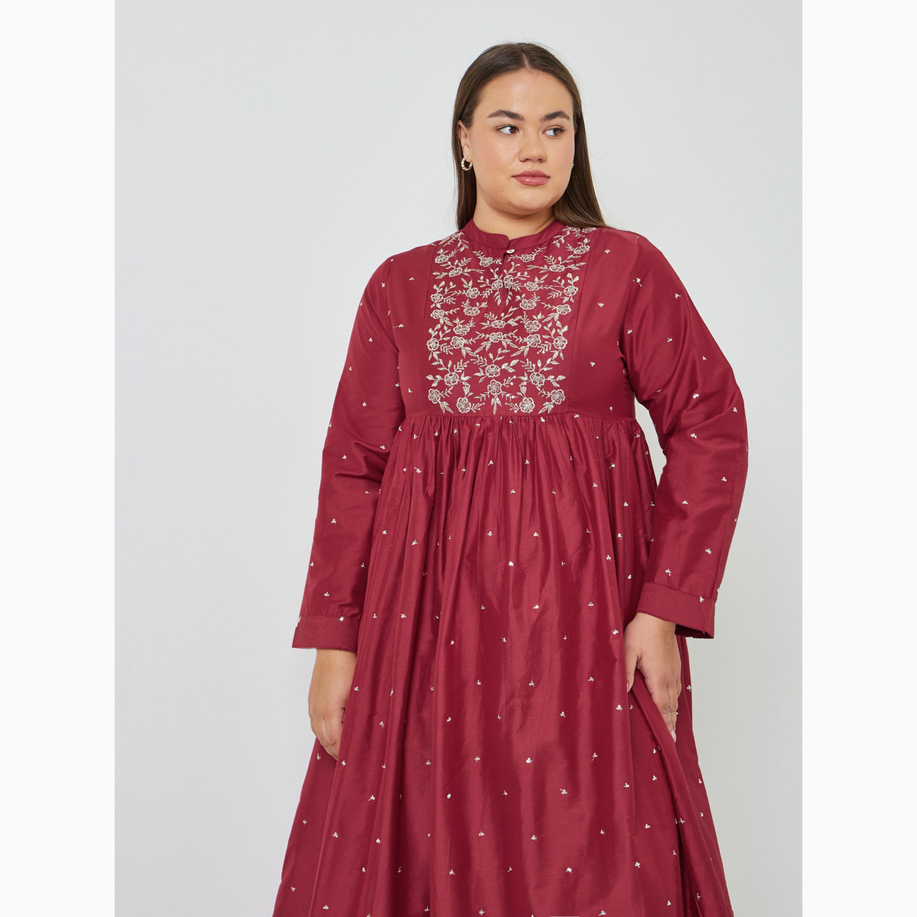 فستان ماكسي طويل مطرز بقصة راقية بمقاس كبير-women-clothing-dresses-image-2