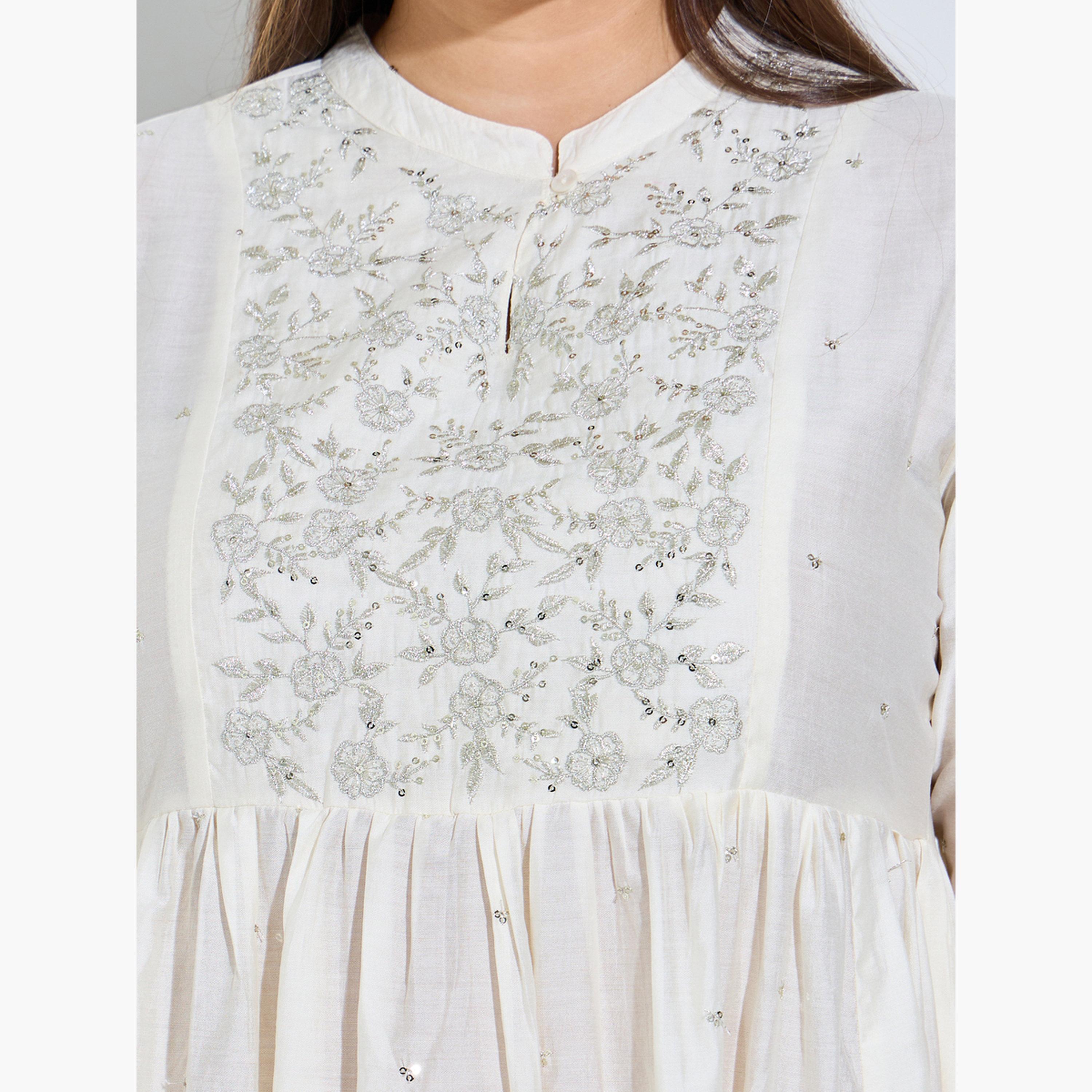 فستان طويل مطرز بحافة واسعة بمقاس كبير-women-clothing-dresses-image-5
