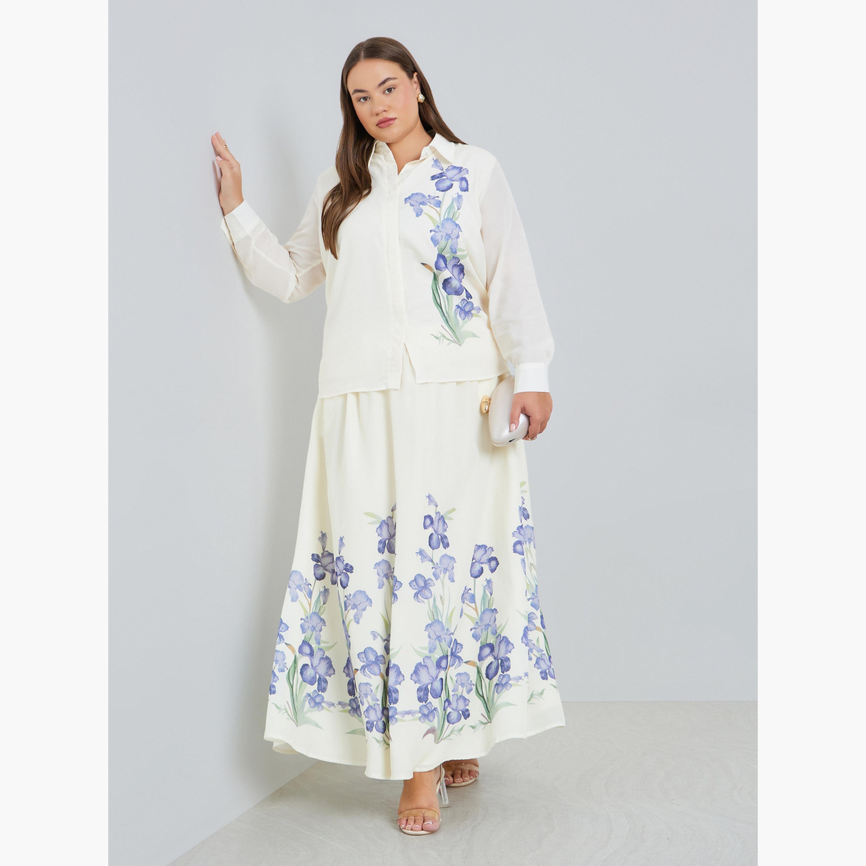 بلوزة بمقاس كبير بطبعة زهور-women-clothing-shirtsandblouses-shirts-image-2