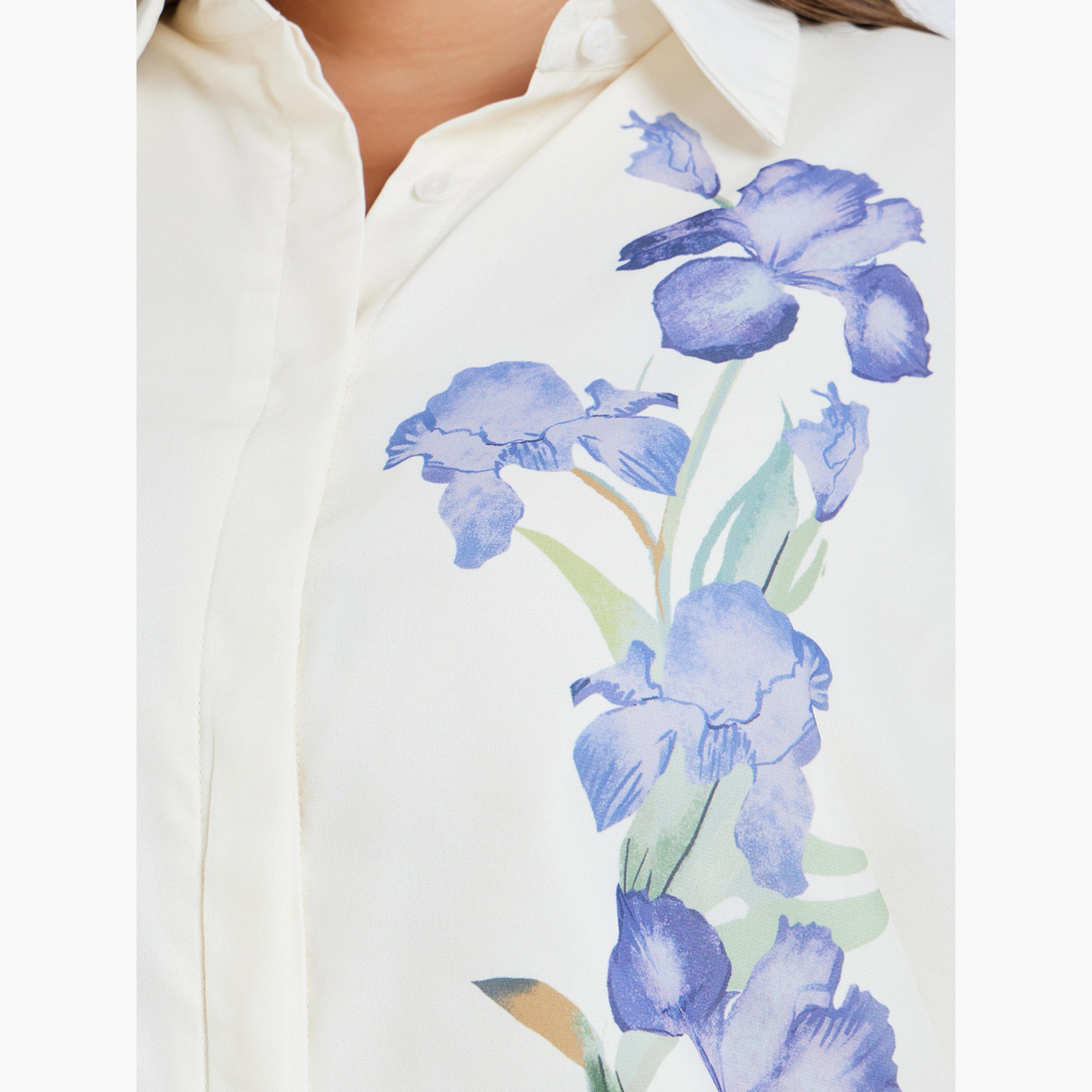 Styli Plus Size Off White Floral Print Shirt-women-clothing-shirtsandblouses-shirts-image-3