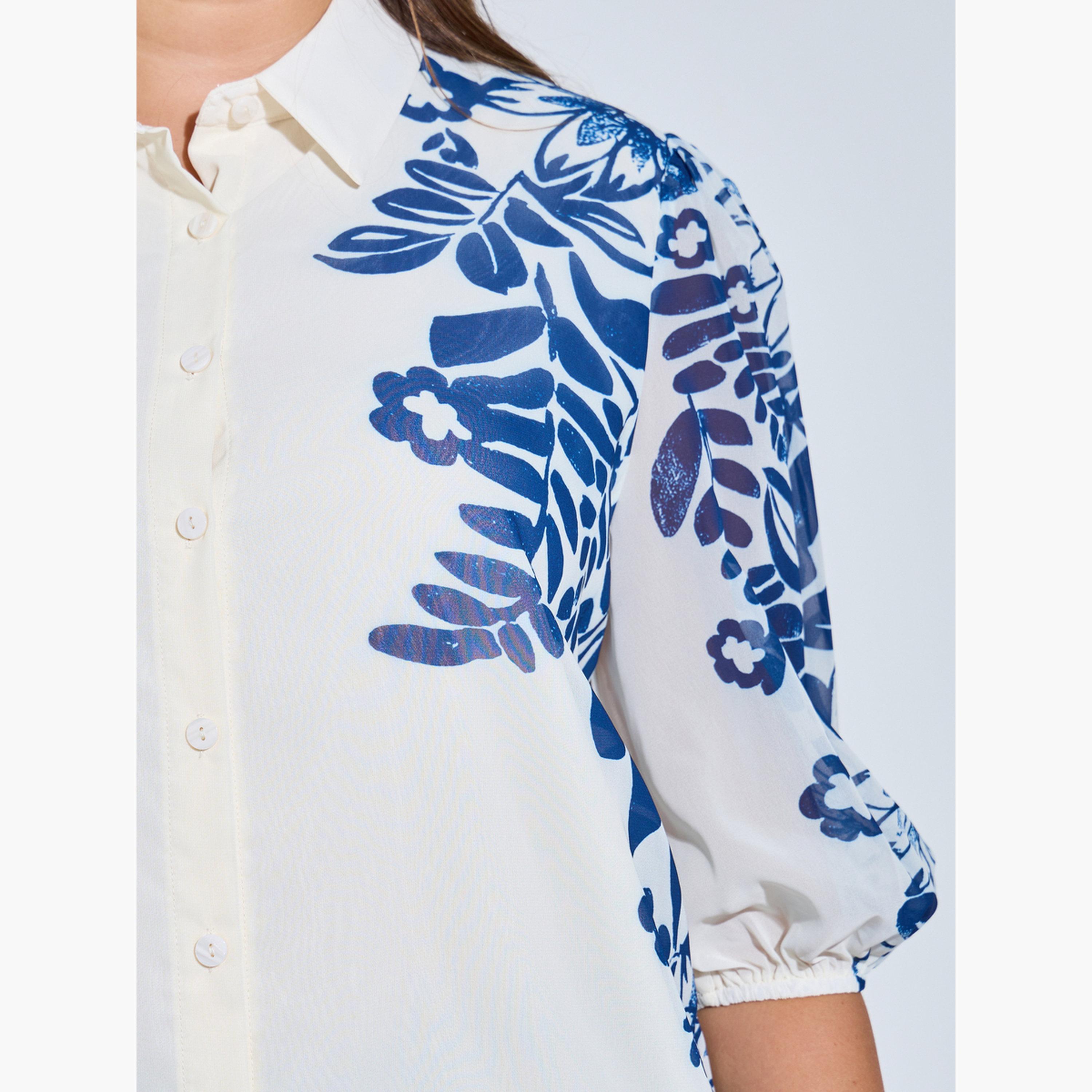 بلوزة بحزام ومقاس كبير بطبعة أزهار-women-clothing-plussize-shirtsandblouses-blouses-image-5