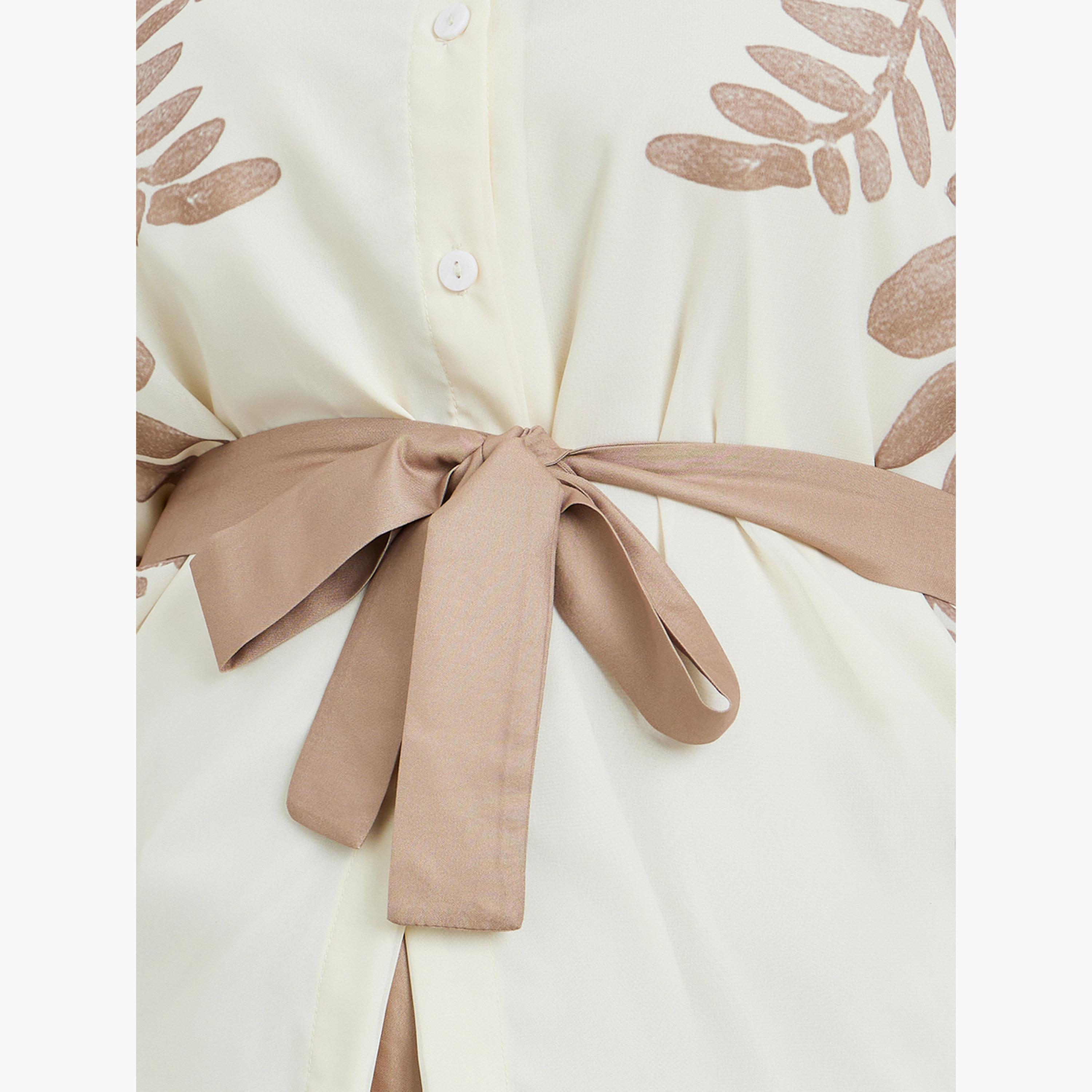 بلوزة بمقاس كبير مع حزام وطبعة زهور-women-clothing-shirtsandblouses-blouses-image-3