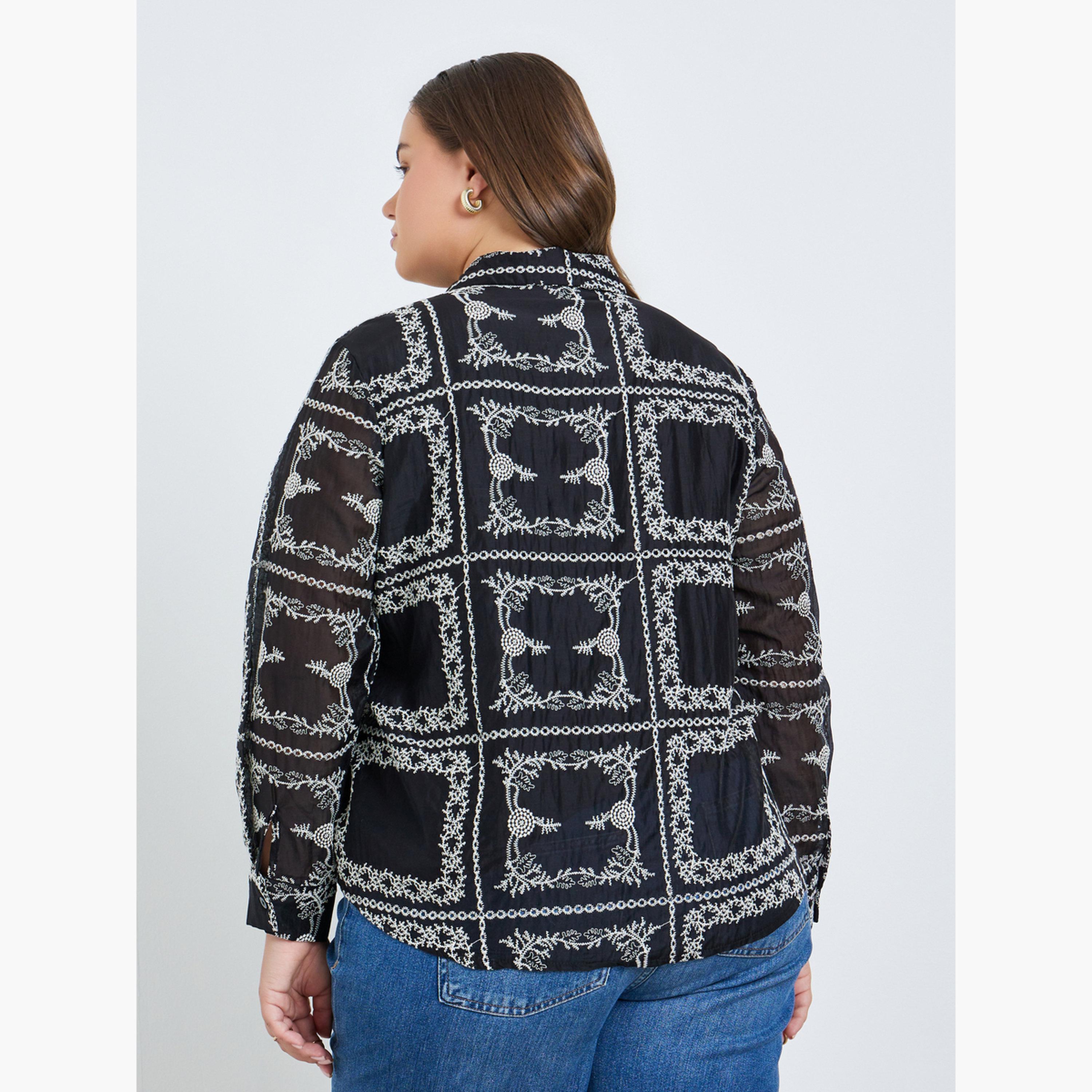 Styli Plus Size Black Floral Embroidered Shirts-women-clothing-shirtsandblouses-shirts-image-5