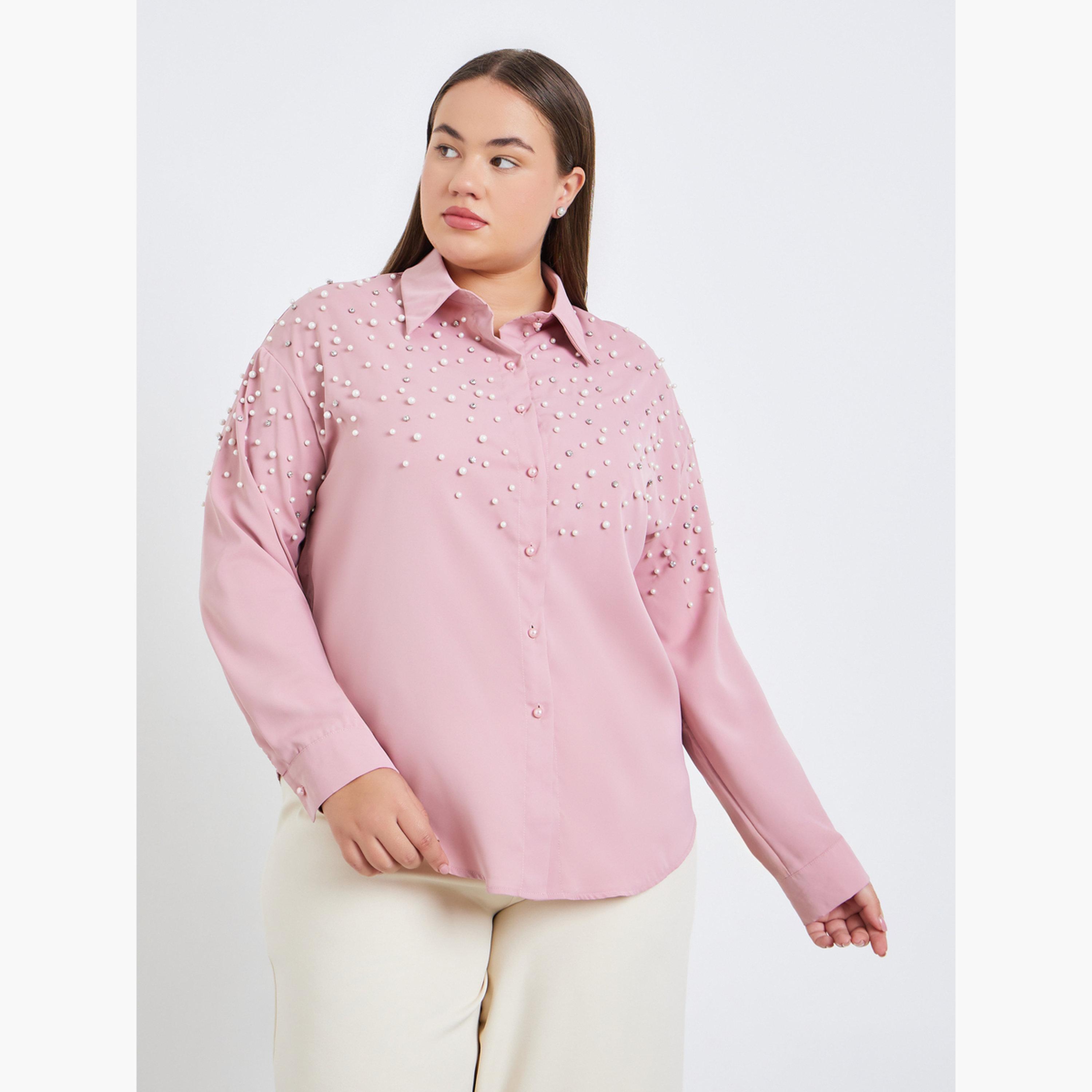 بلوزة بأكمام طويلة مرصعة بحجر الراين-women-clothing-shirtsandblouses-shirts-image-1