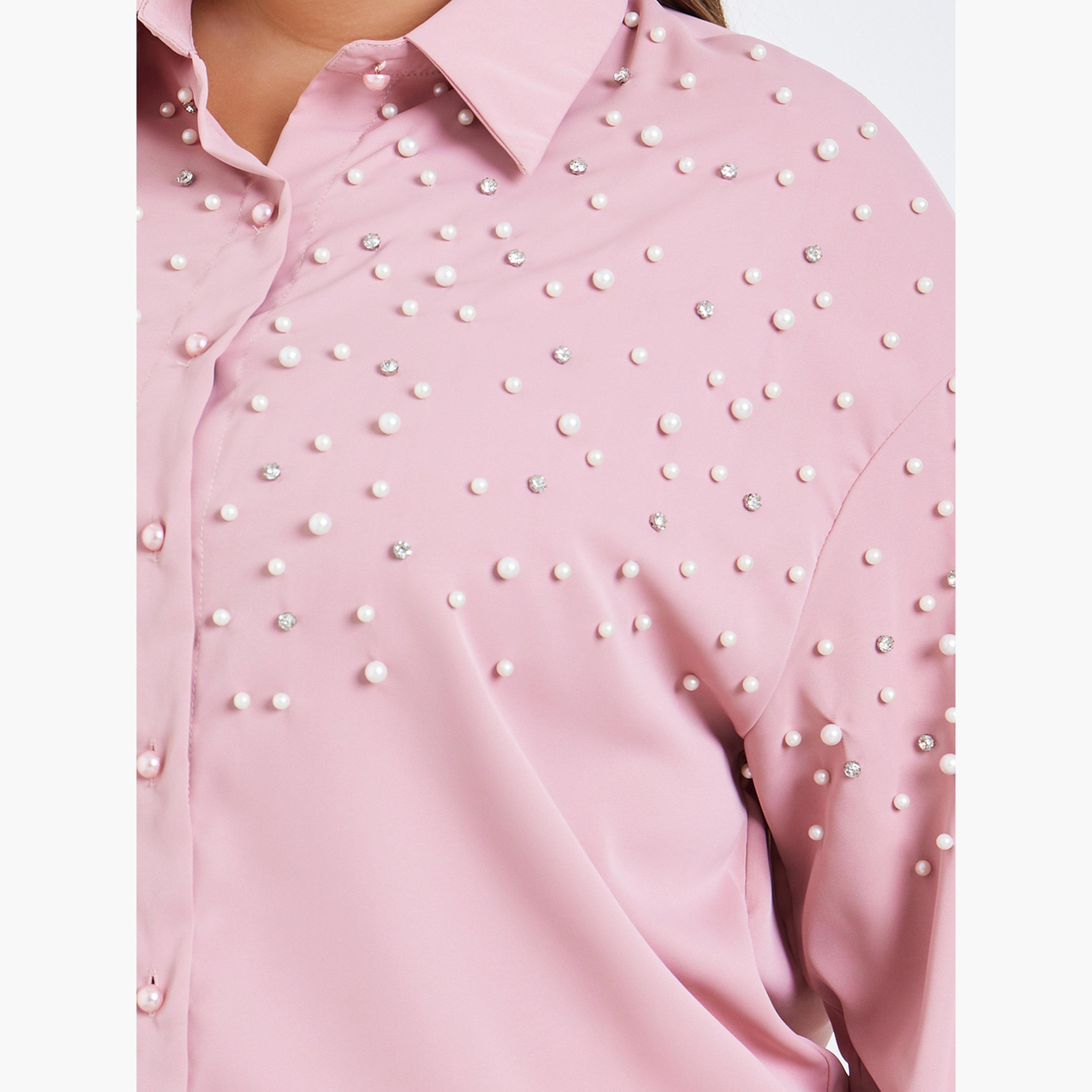 بلوزة بأكمام طويلة مرصعة بحجر الراين-women-clothing-shirtsandblouses-shirts-image-5