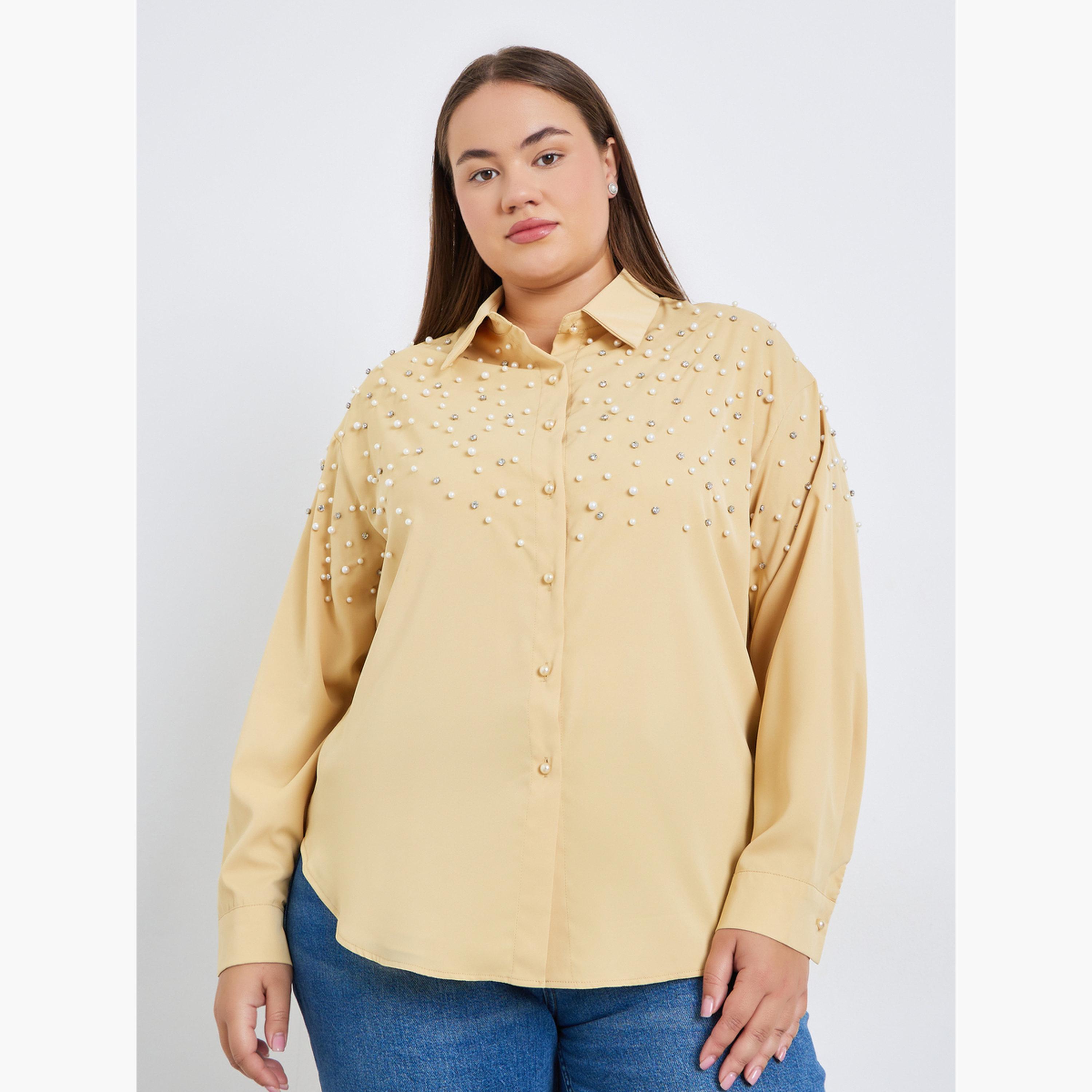 بلوزة بمقاس كبير مرصعة بحجر الراين-women-clothing-shirtsandblouses-shirts-image-1
