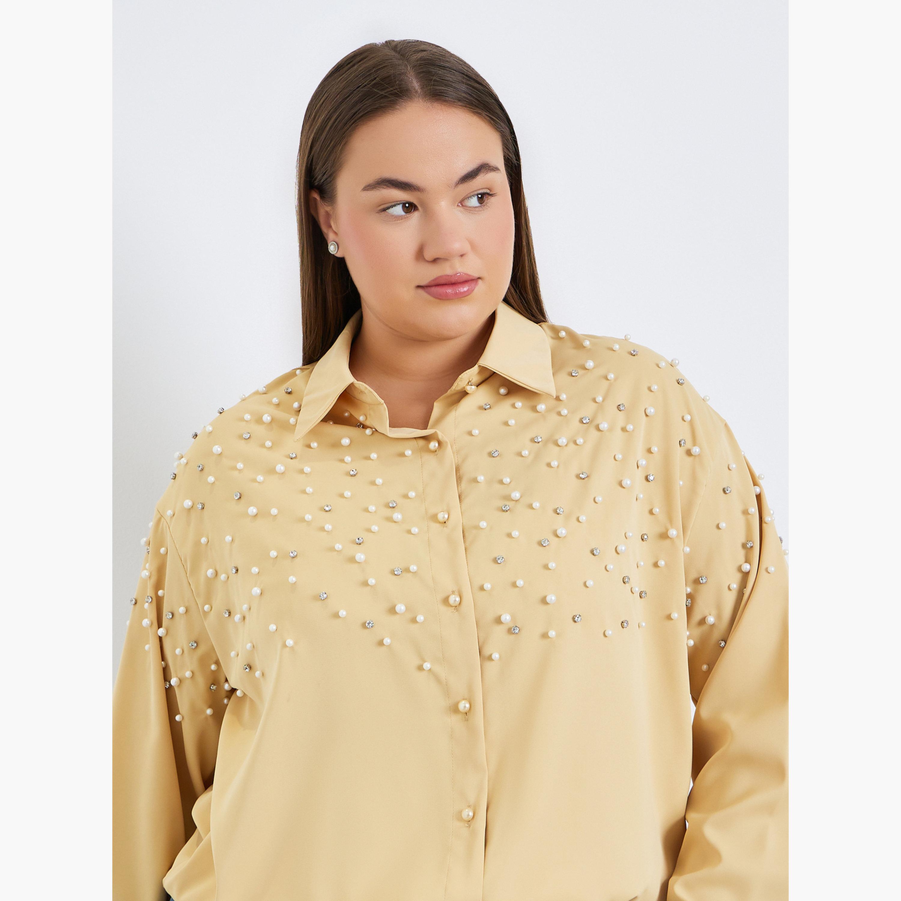 بلوزة بمقاس كبير مرصعة بحجر الراين-women-clothing-shirtsandblouses-shirts-image-3