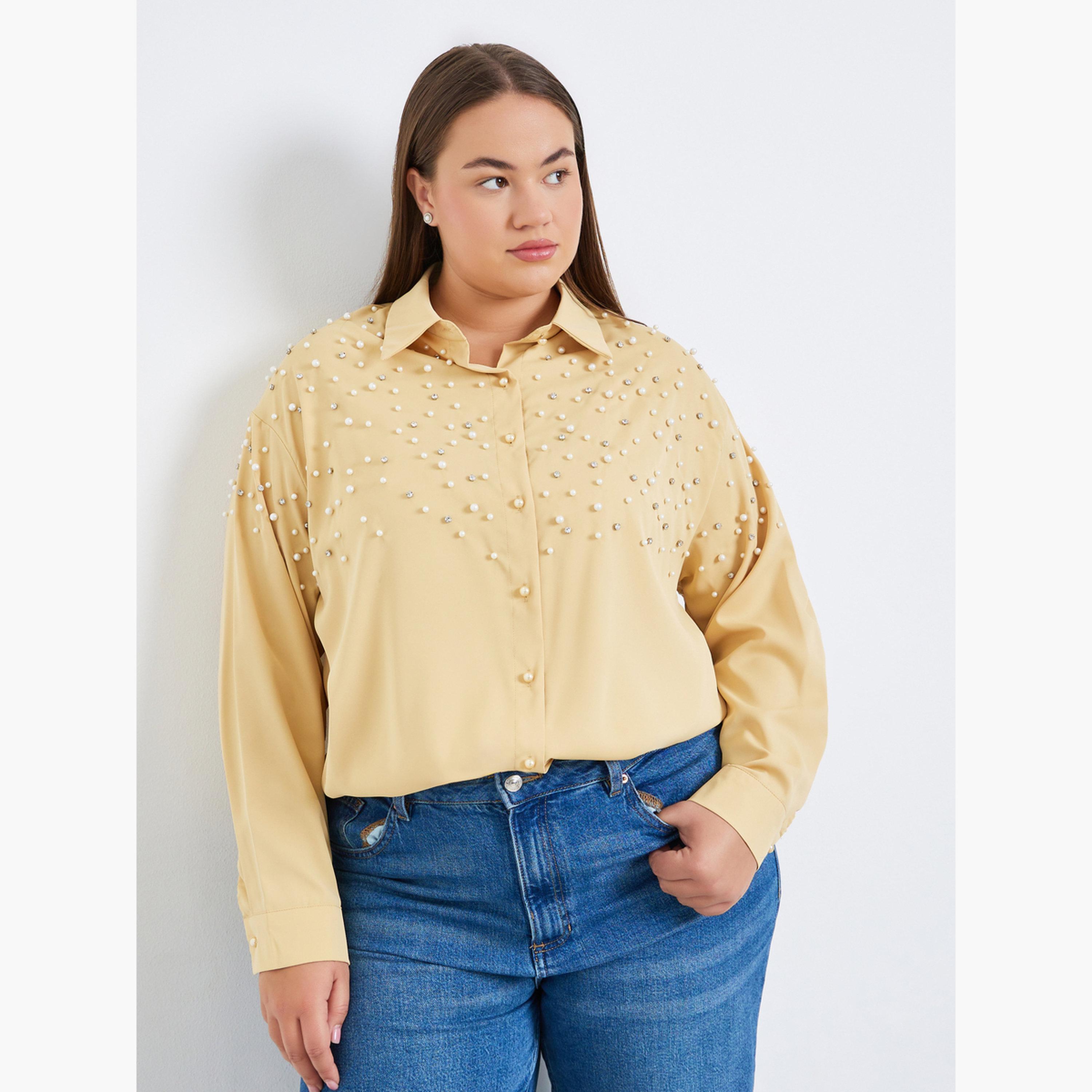 بلوزة بمقاس كبير مرصعة بحجر الراين-women-clothing-shirtsandblouses-shirts-image-6