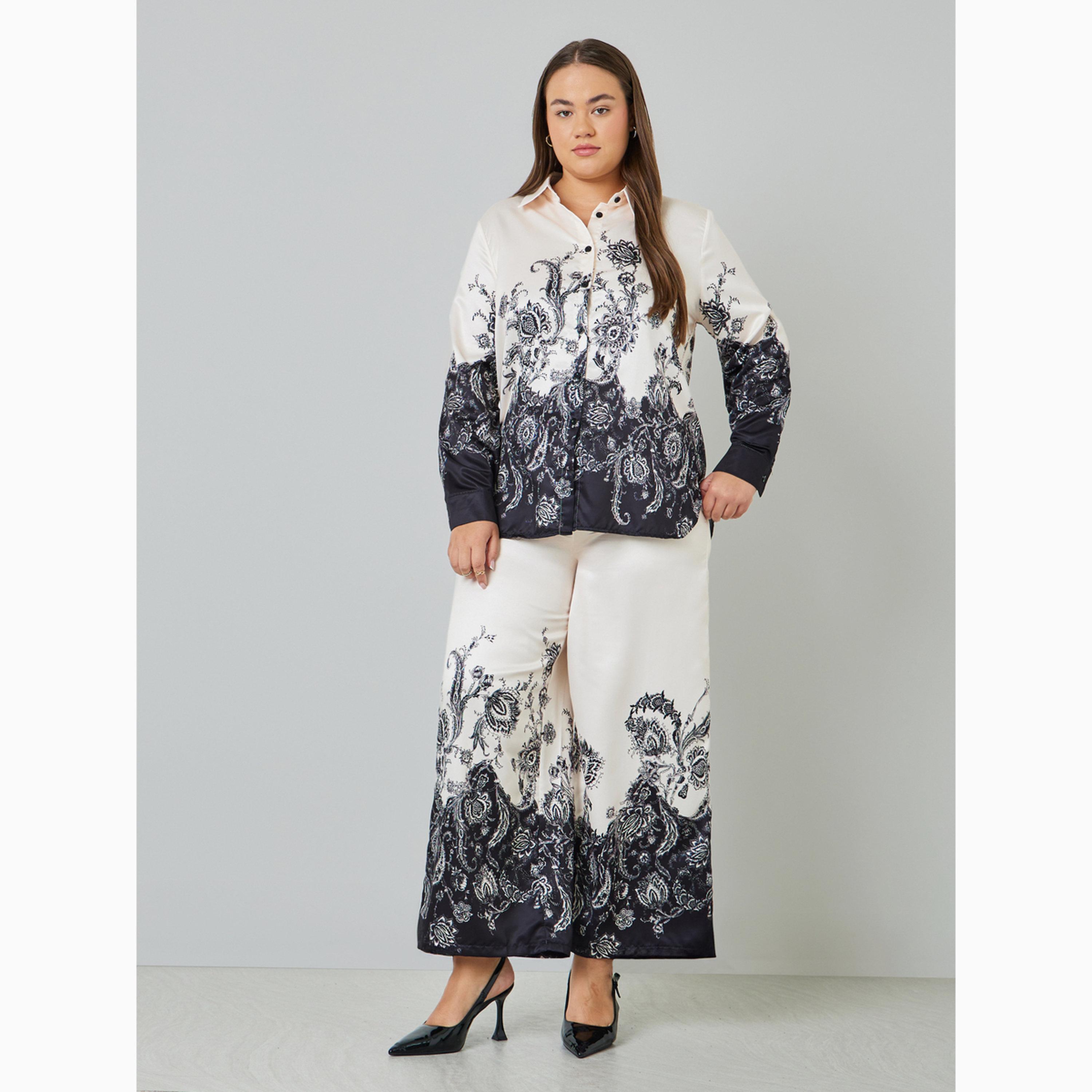 بنطال برباط وطبعة بيزلي بمقاس كبير-women-clothing-bottoms-joggers-image-3