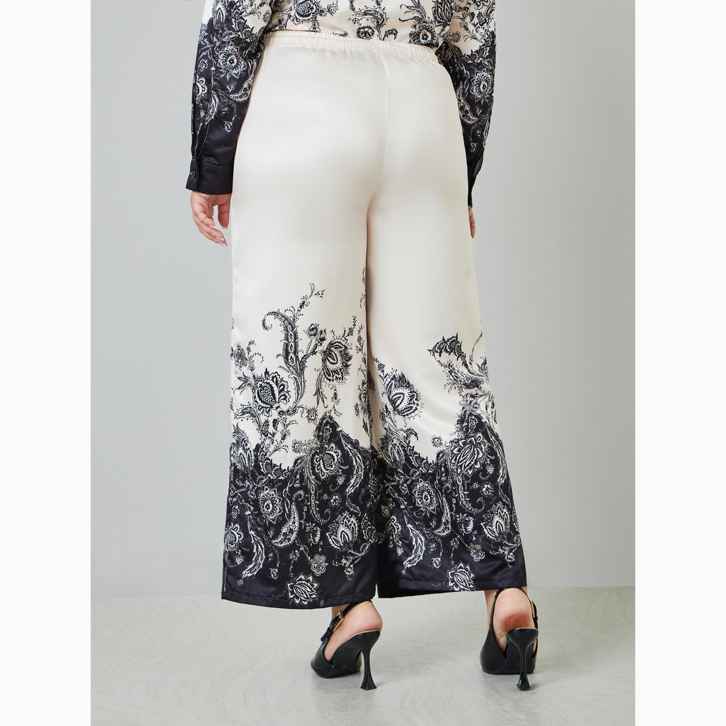 Styli Plus Size Paisley Print Pants with Drawstring-women-clothing-bottoms-joggers-image-5