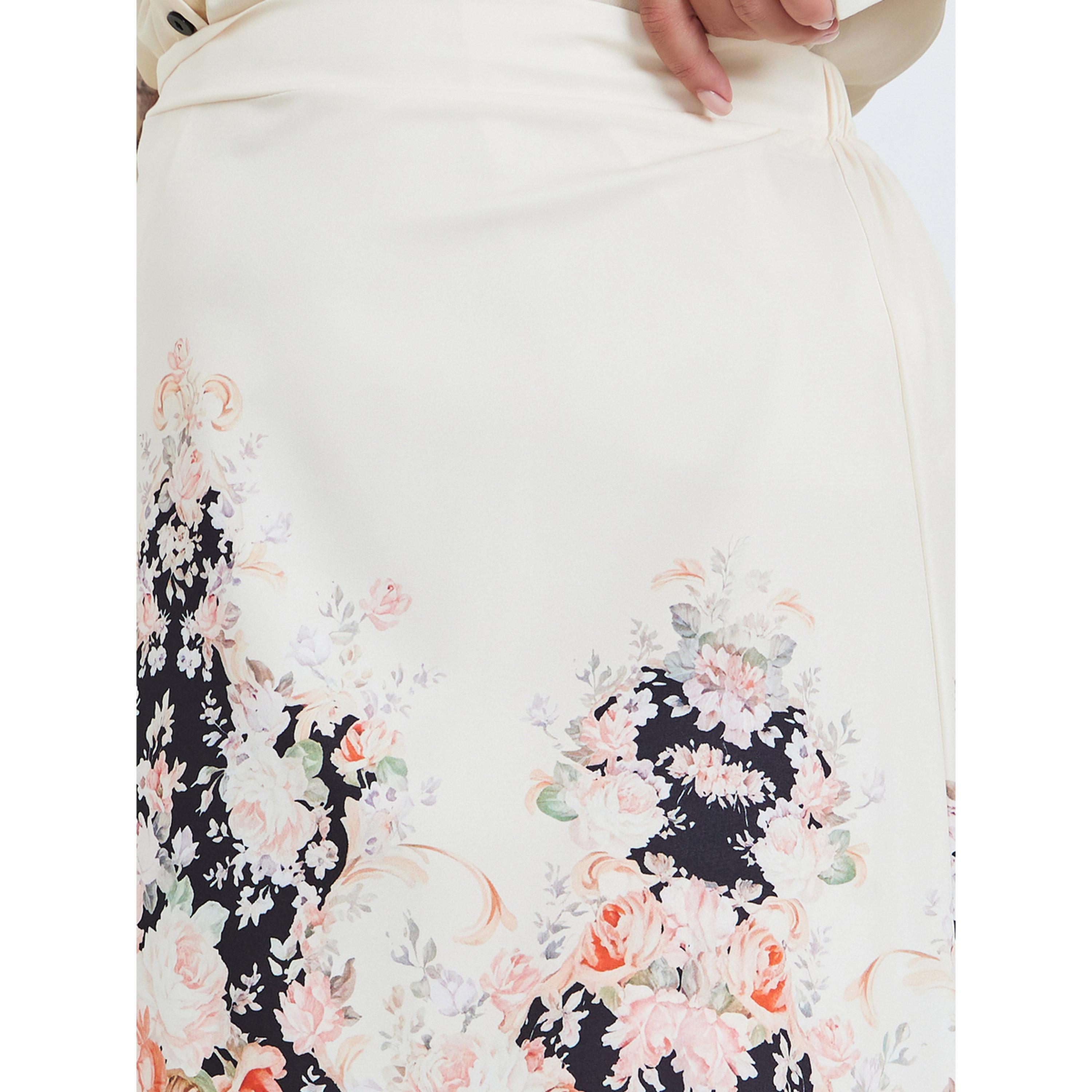 تنورة ميدي بنقشة زهور وحافة واسعة مقاس كبير-women-clothing-bottoms-skirts-image-3