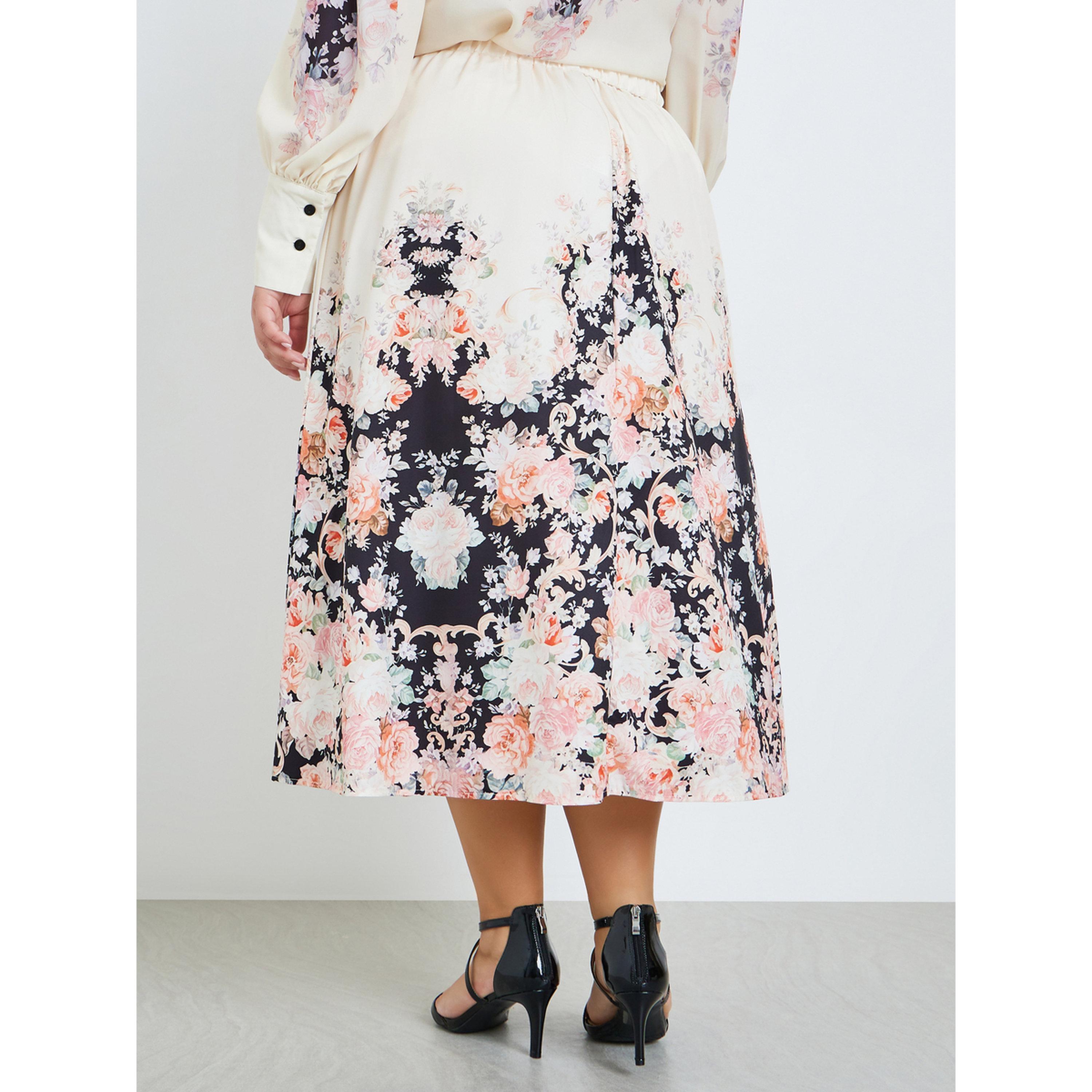 Styli Plus Size Women Floral Print A-Line Midi Skirt-women-clothing-bottoms-skirts-image-4